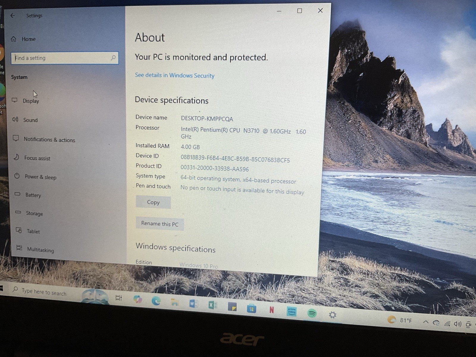 ACER SWIFT SF114-31-P5L7 LAPTOP INTEL PENTIUM N3710 1.6GHZ |64g EMMC | 4GB (33)