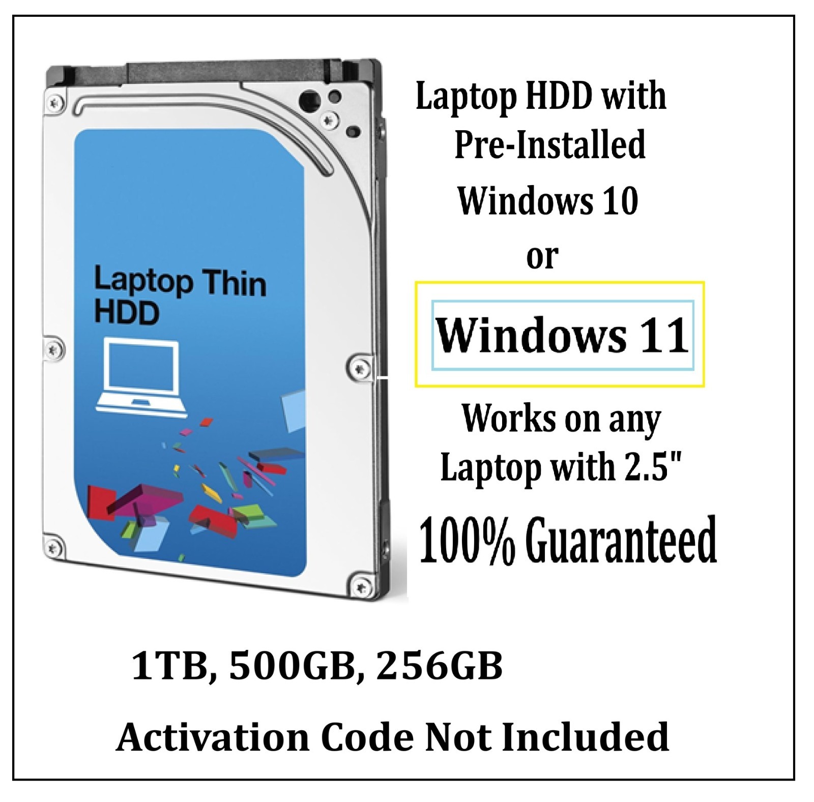 Laptop 2.5″ HDD with Windos 10/11 Pre-Installed – 100% GUARANTEED to work!