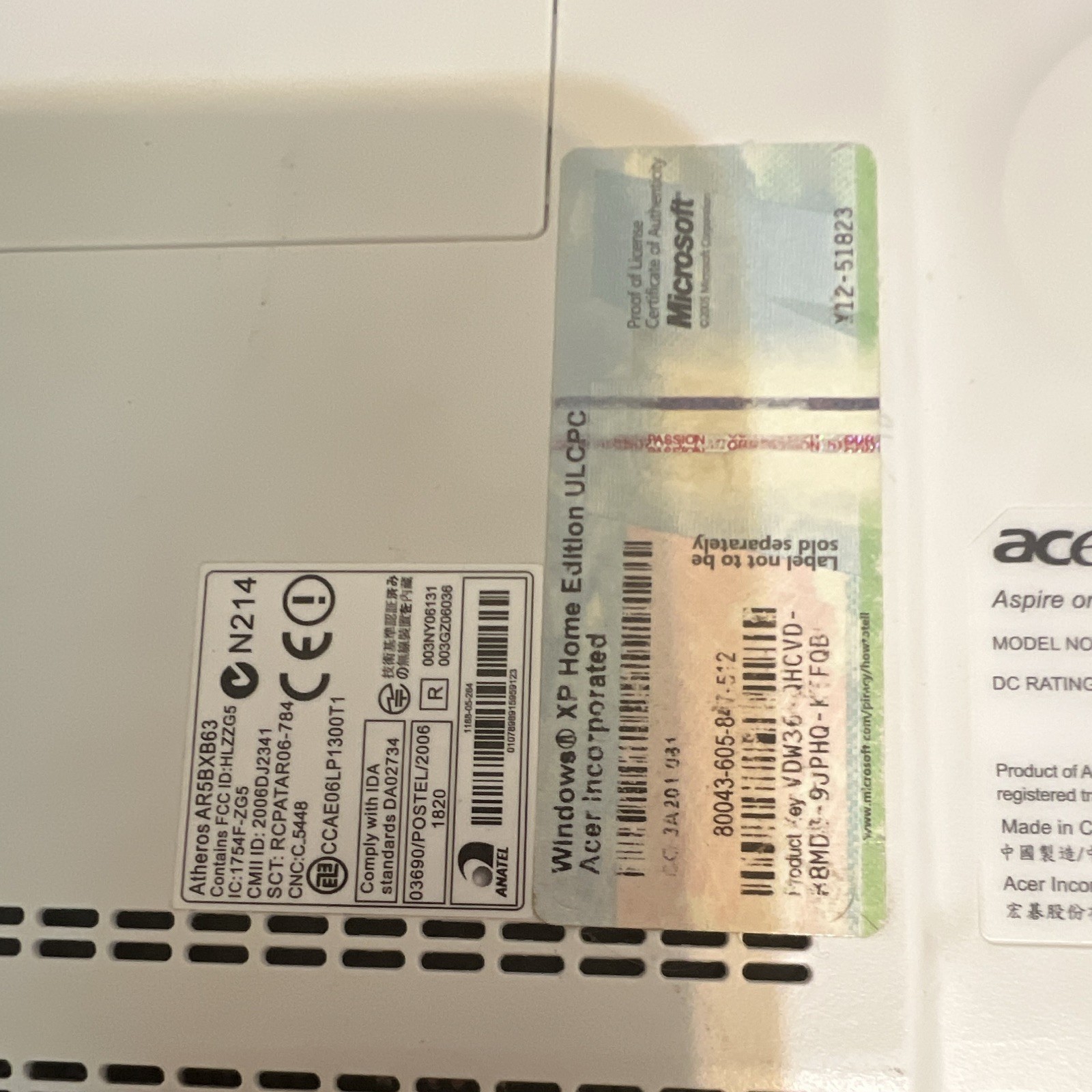 Acer Aspire One ZG5 10.1″ Atom 1.60GHz 1GB 160GB HDD Win XP White