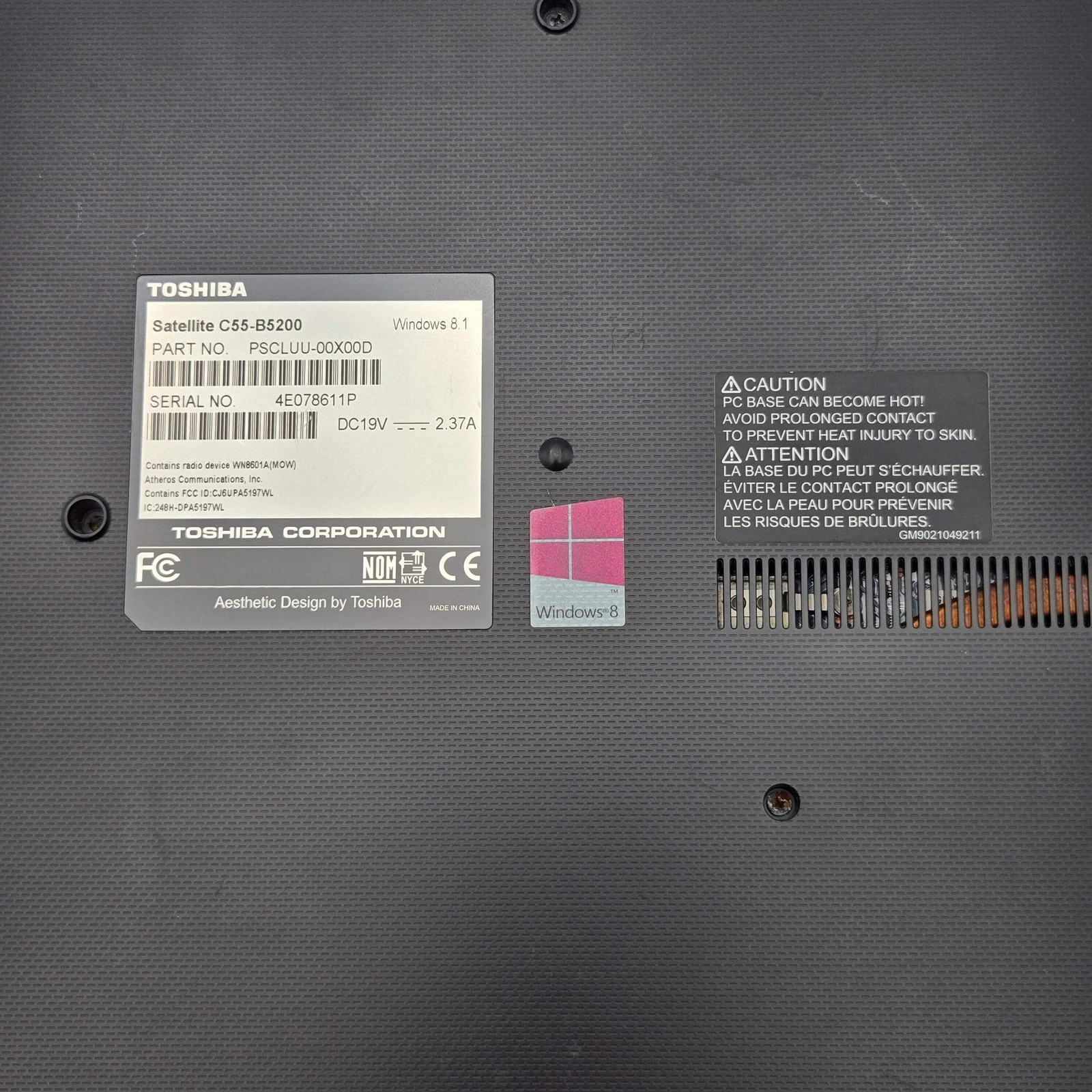 Toshiba Satellite C55-B5200 Intel Core i3-4005U, 6GB RAM, 750GB HD – Used