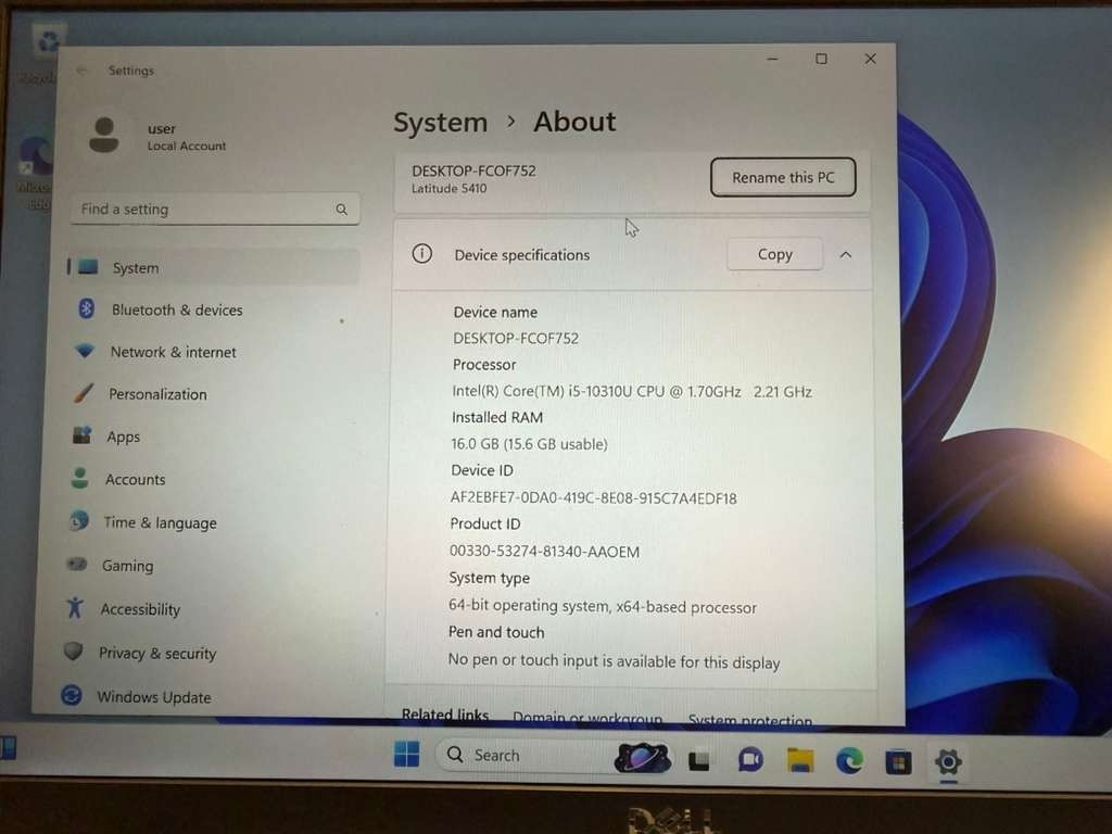 Dell Latitude 5410 14″ Laptop i5-10310U 8GB Ram 256GB SSD Windows 11 Pro