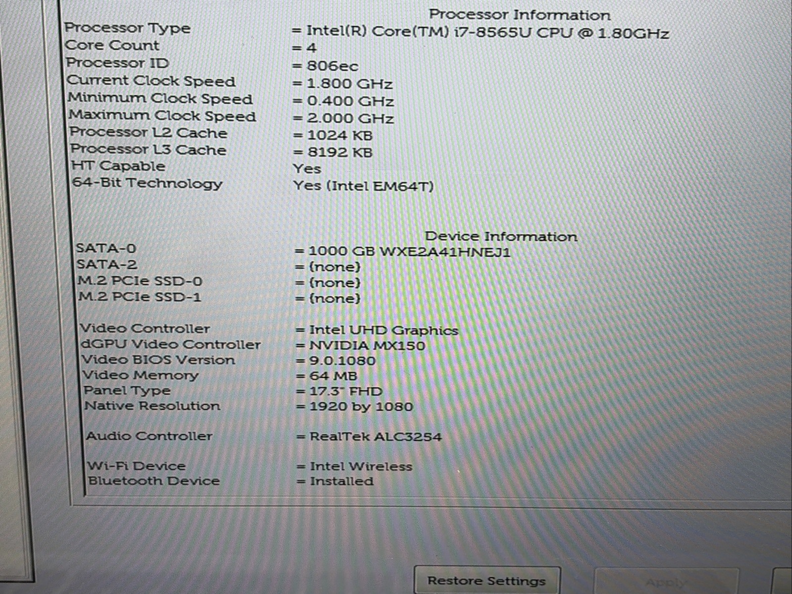 Dell Inspiron 7786 17.3″FHD Touch i7-8565U 16GB RAM 512GB SSD NVIDIA MX250 No OS