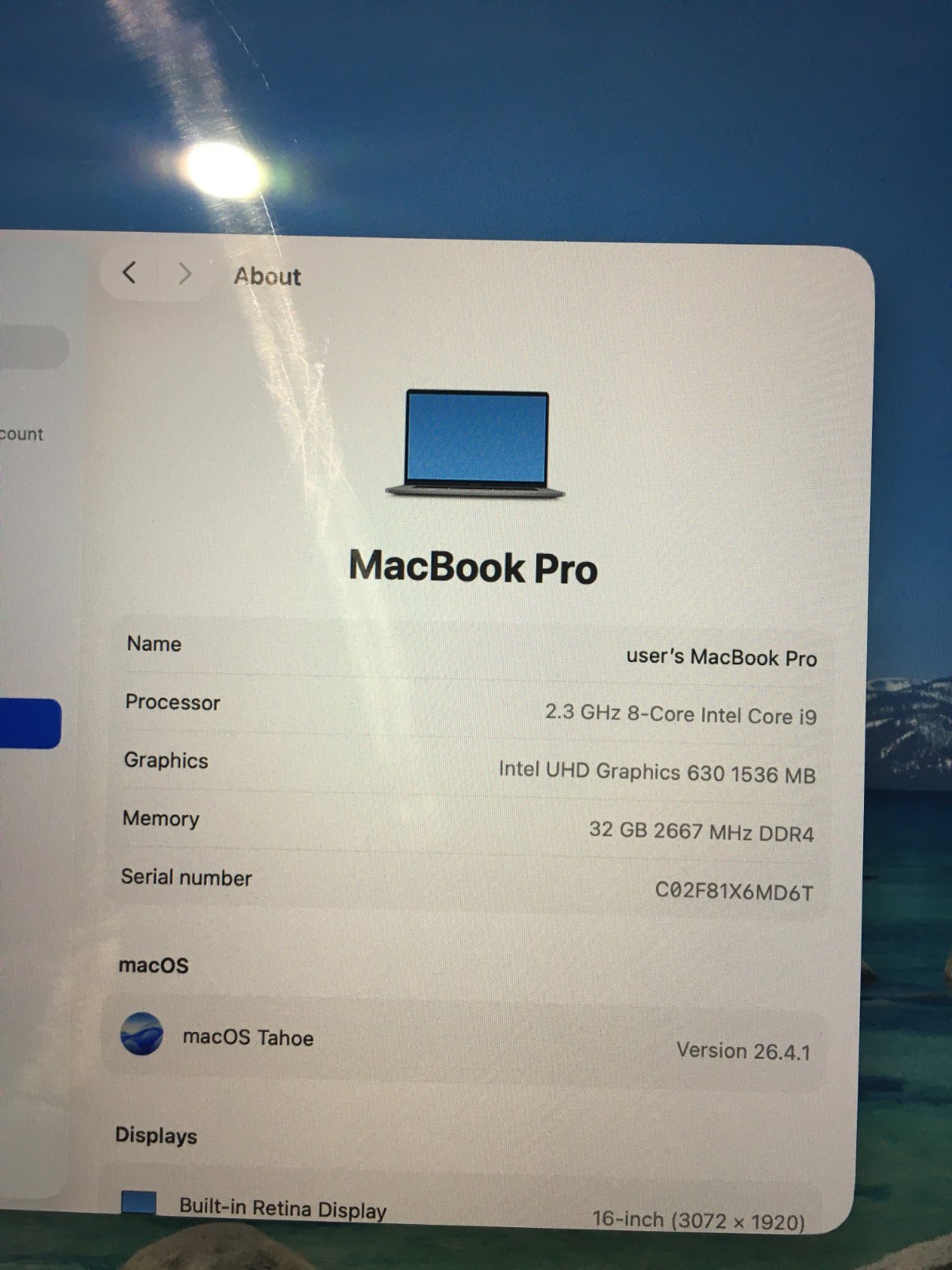@XJ Apple MacBook Pro A2141 Core i9 9980HK 2.40GHz 32GB DDR4 1TB SSD macOS Tahoe