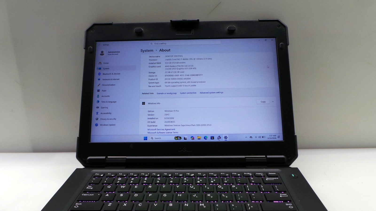 Dell Latitude 5420 Rugged 14″ | i7-8650U 1.90GHz 12GB RAM 256GB SSD | WIN 11 PRO