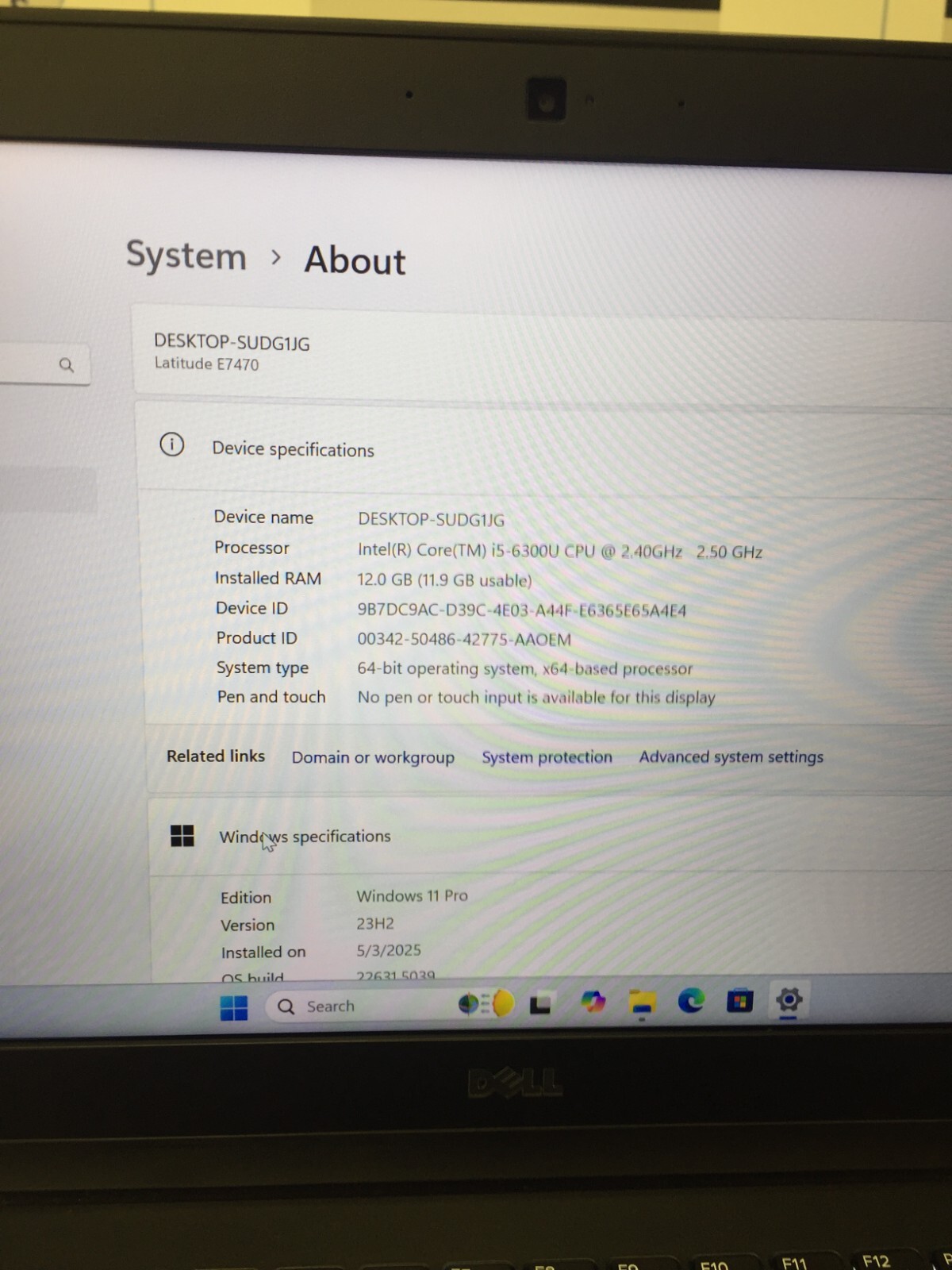Dell Latitude E7470 14″ 256GB SSD Core i5 6th gen 2.40GHz, 12GB WIN 11 PRO