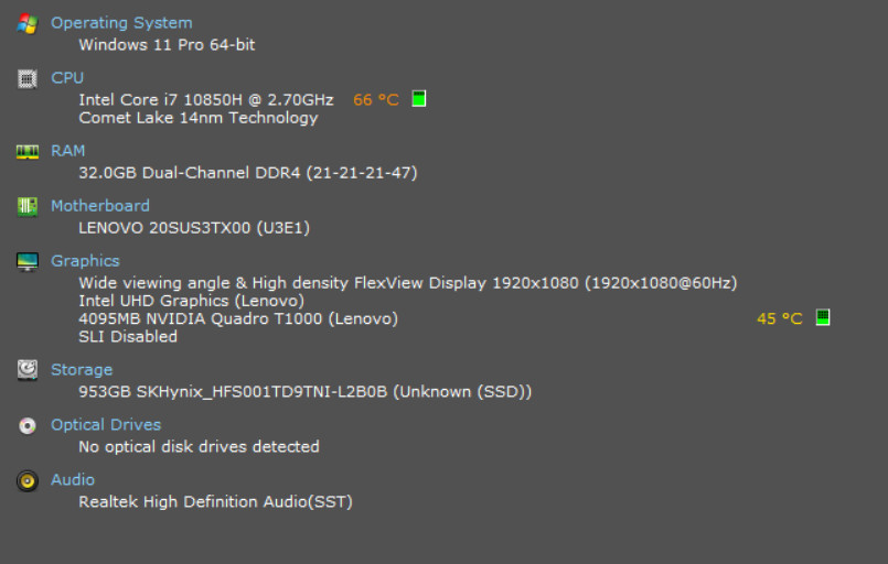 Lenovo ThinkPad P15 Gen 1 | Intel i7-10850H | 32GB RAM | 1TB NVMe | Quadro T1000