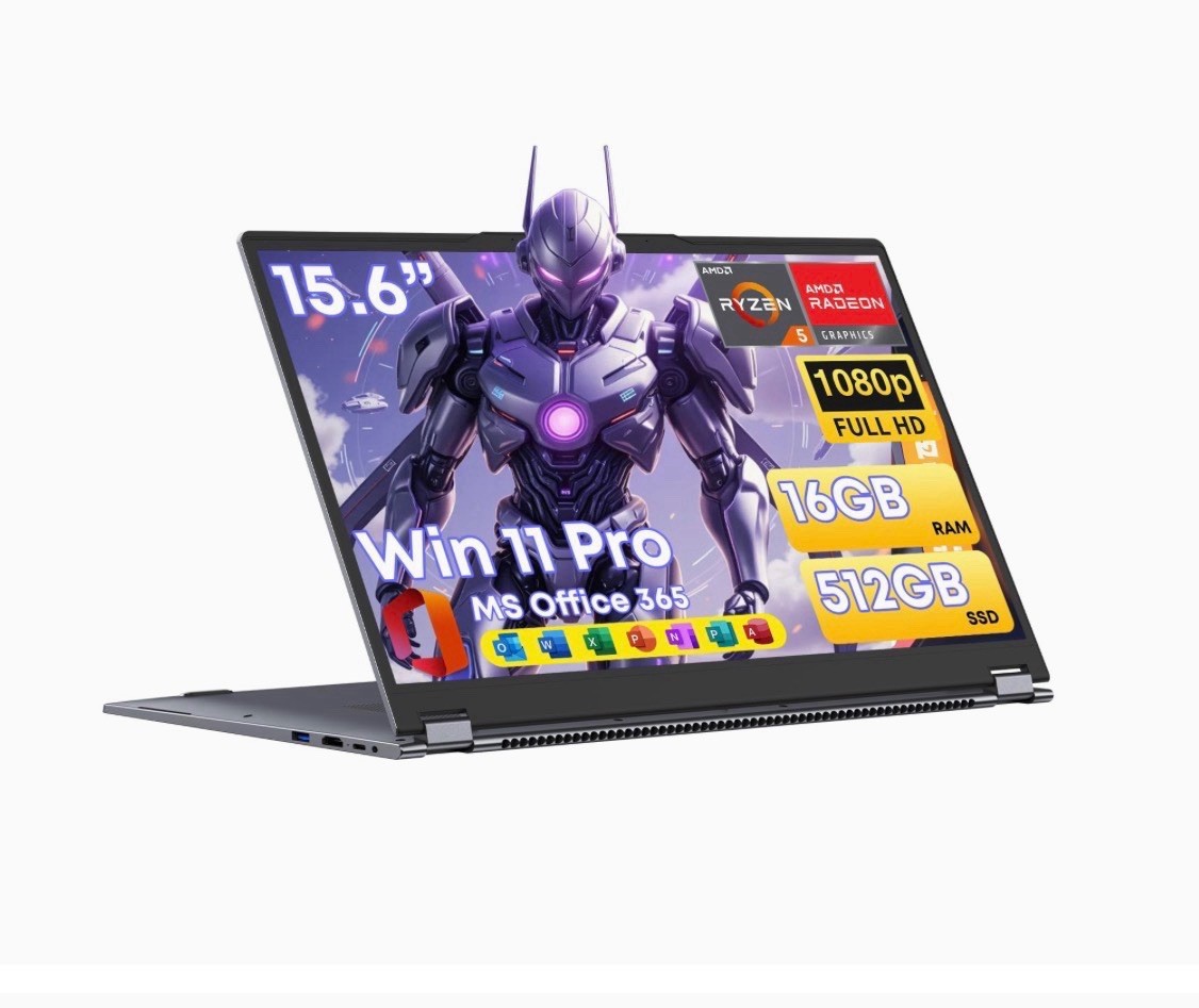 15.6″ Laptop Computer 2-in-1 AMD Ryzen 7430U, Win 11 Pro, MS Office 365, 16GB RM