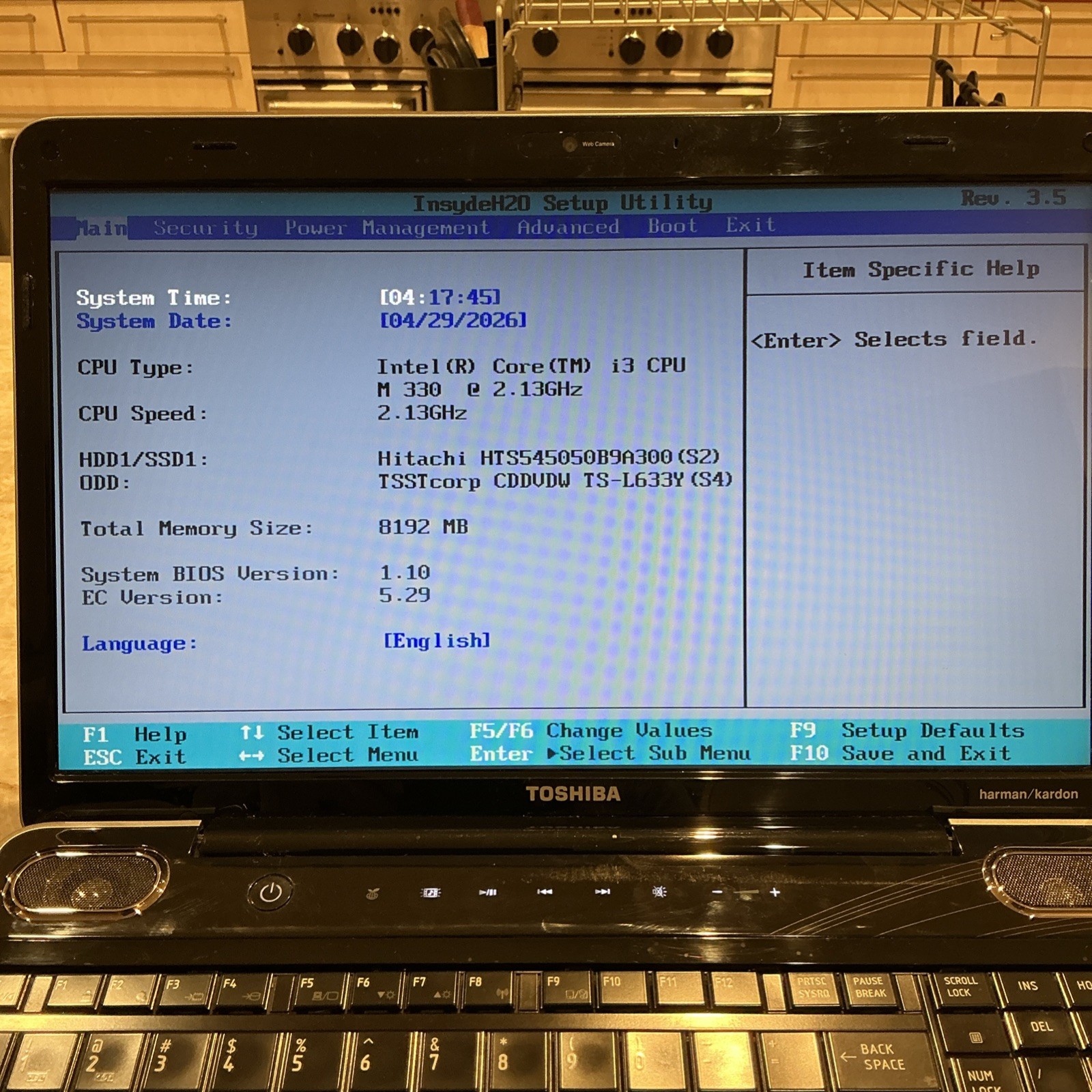 TOSHIBA SATELLITE A505-S6005 i3 M330 16″ screen 8G RAM 500G HDD tested working