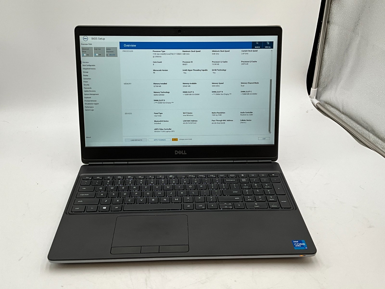 DELL Precision 7560 i7-11850H 2.50g 32GB 1TB T1200 15.6″ WIN11 Laptop 9L941J3