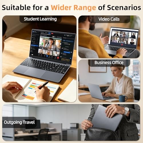 15.6 inch Laptop with Office 365, 12GB RAM 256GB SSD, Win 11 Laptops Gray