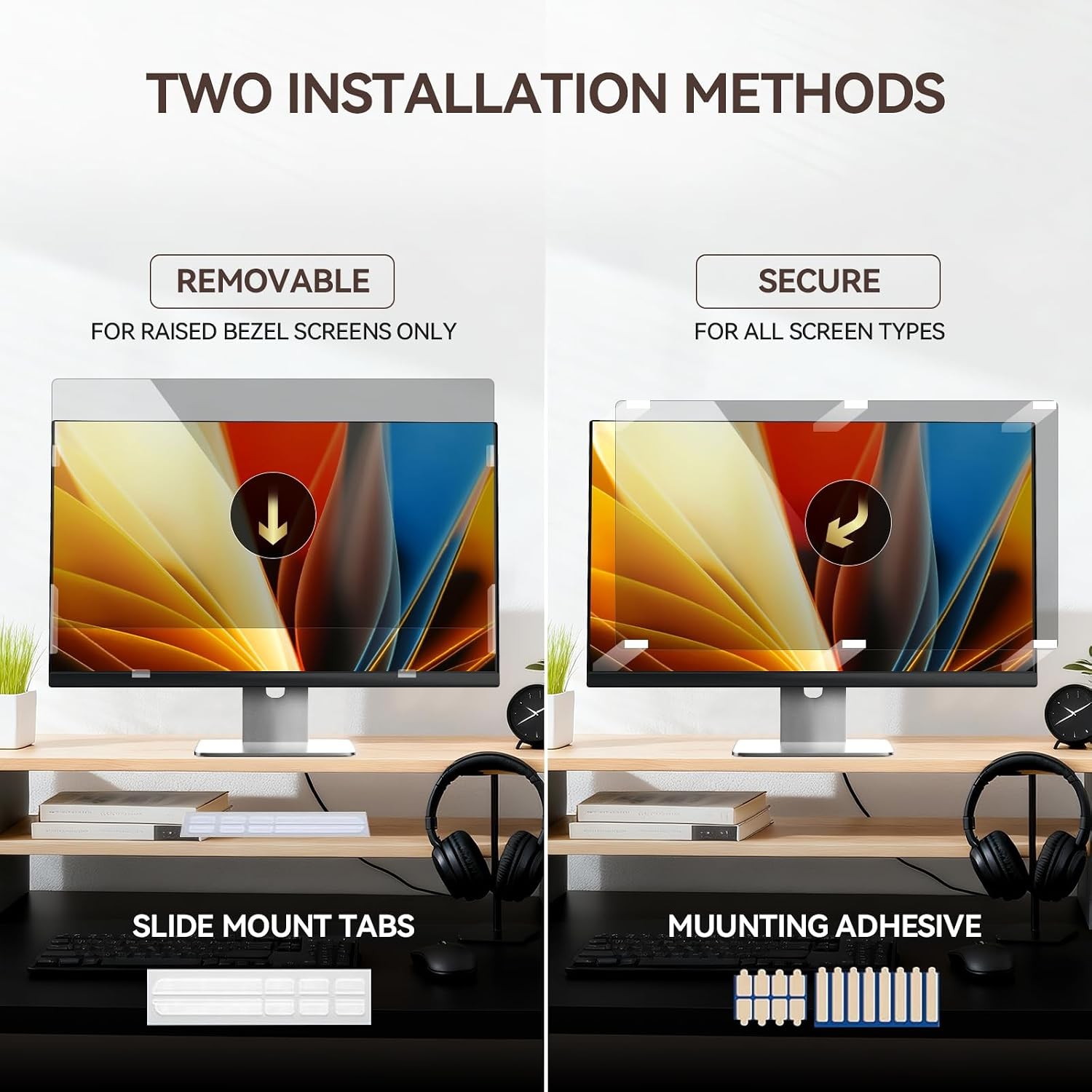 Removable 2Pcs Laptop Privacy Screen Protector, 23.8 Inch Anti Peeping Filter
