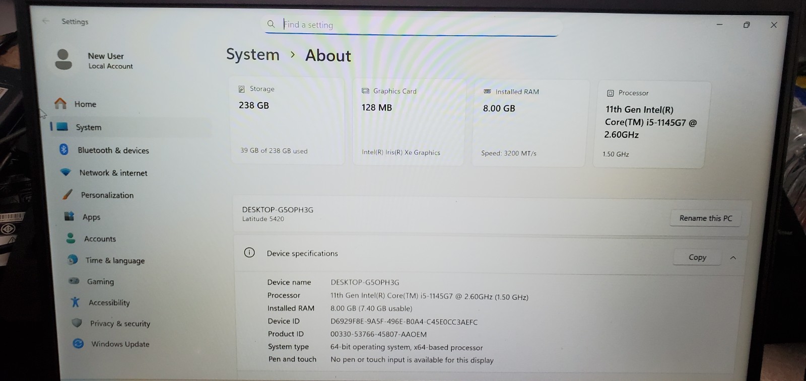 Dell Latitude 5420 Laptop Intel Core i5-11th Gen 2.6GHz 8GB RAM 256GB SSD W11P