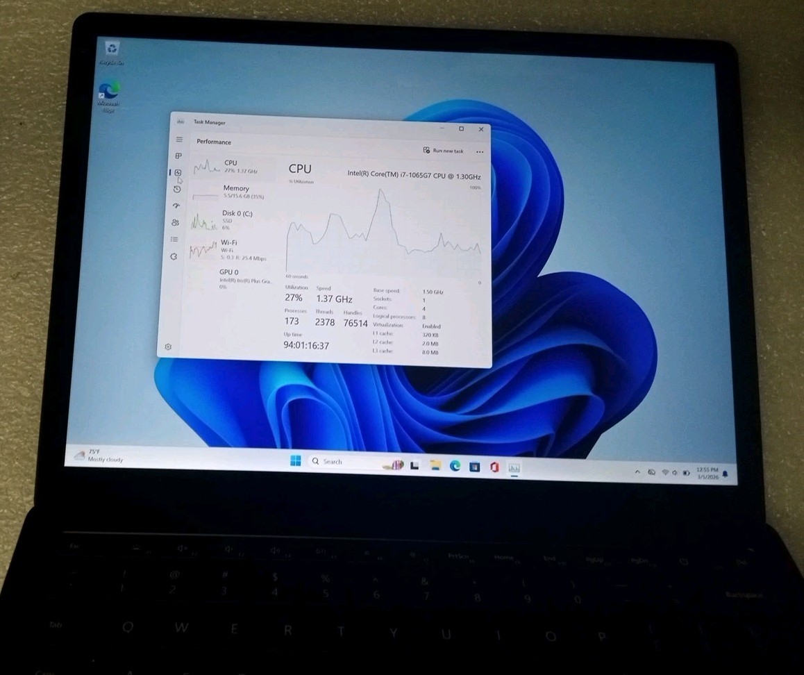 Microsoft Surface Laptop 3 1868 13.5″ | 1.30GHz i7-1065G7 | 16GB PC4 | 256GB