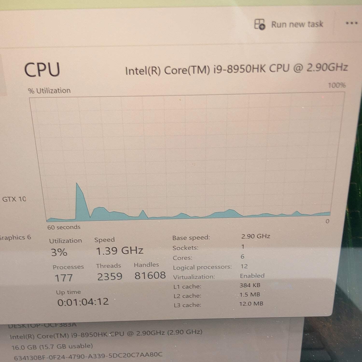 Dell XPS 9570 15.6″ i9-8950HK 2.9GHz 16GB RAM 512GB SSD GeForce GTX 1050 Ti