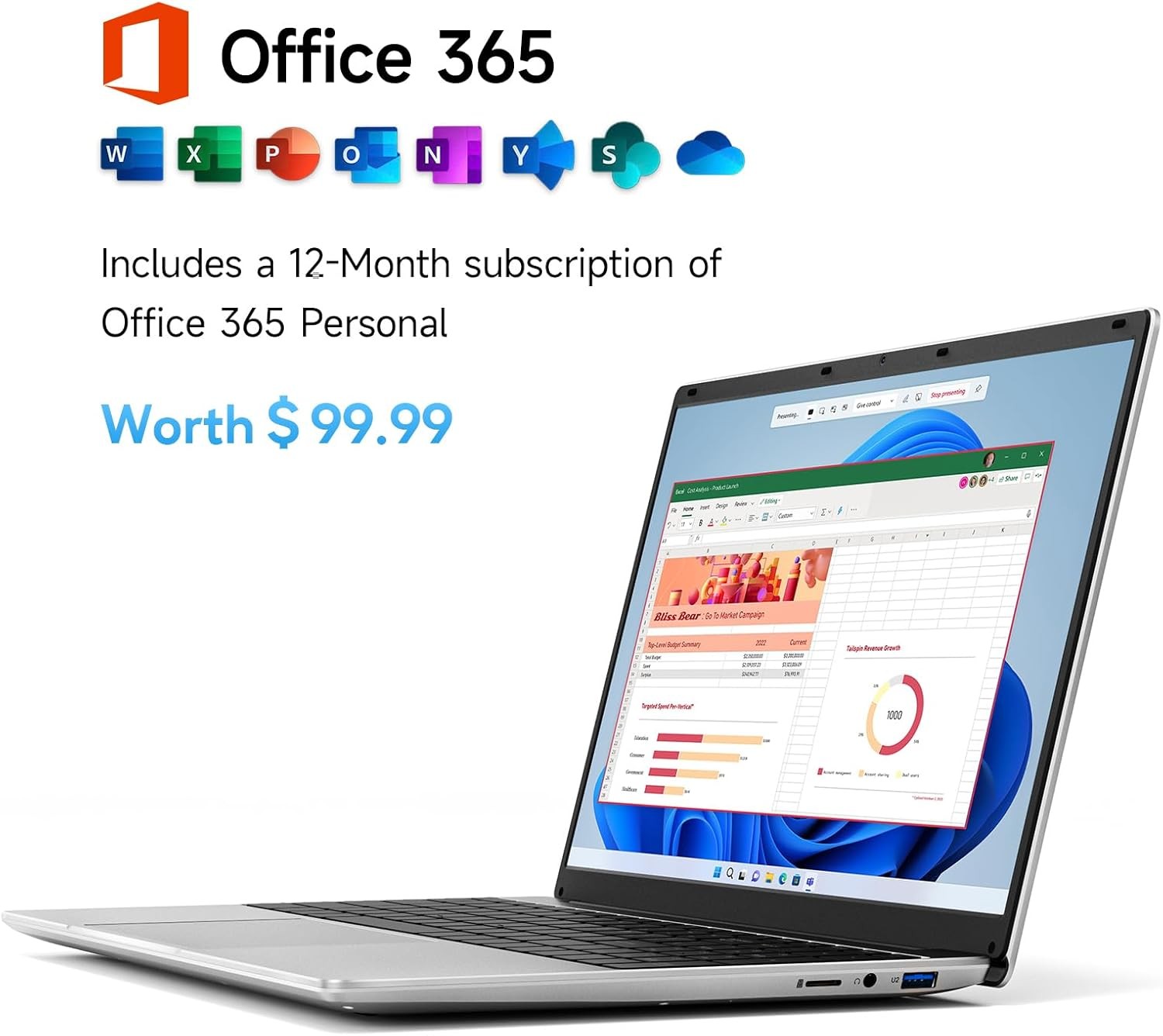 jumper Laptop, 12GB RAM 640GB ROM, Office 365-1 Year 5205U Processor, 15.6…