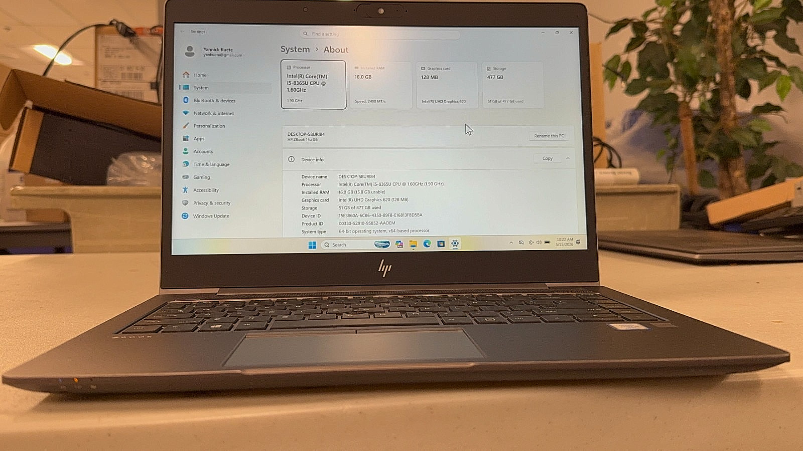 HP ZBook 14u G6 14″ Mobile Workstation i5-8365U 16GB RAM 512GB SSD Win 11 Pro