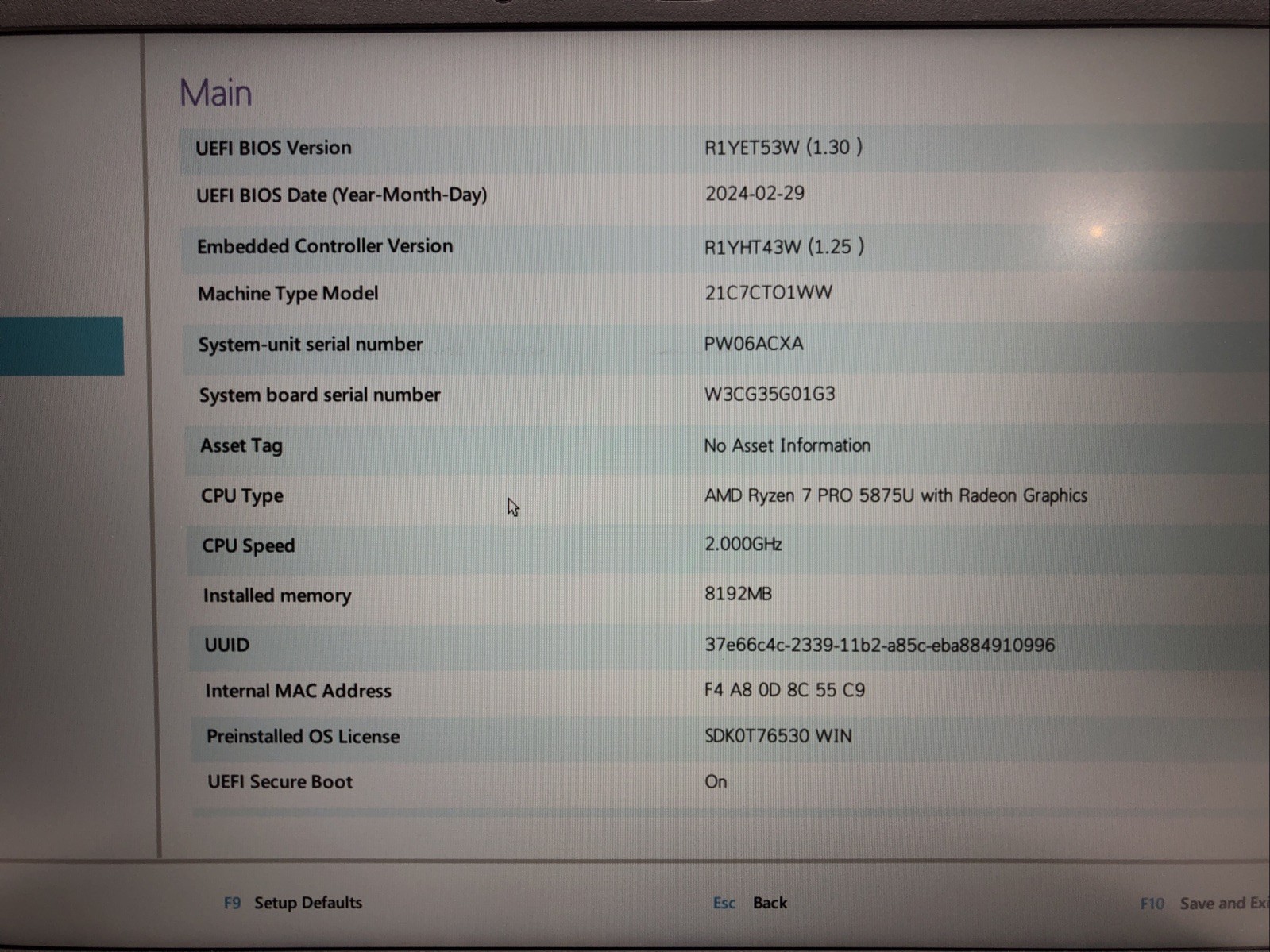 Lenovo ThinkPad L15 G3, AMD Ryzen 7 Pro 5875U @2.00Ghz, 8GB RAM, NO SSD/OS