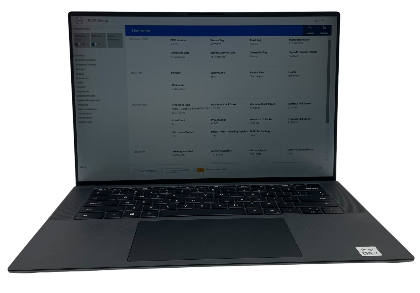 DELL PRECISION 5550 15″ i7 2.7GHz 16GB RAM 256GB SSD–GRADE C LOW BATTERY HEALTH