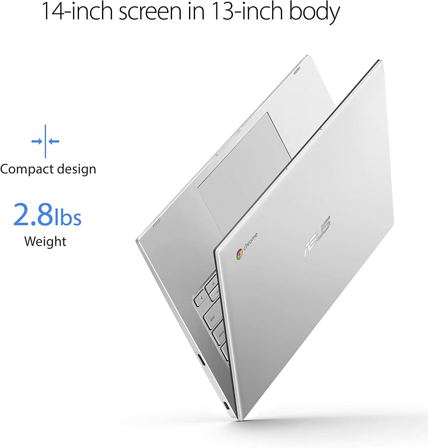ASUS Chromebook C425 Clamshell Laptop, 14″ FHD 4-Way NanoEdge, C425TA-AS348F NEW