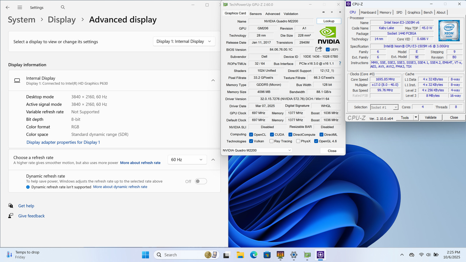 Dell Precision 7520 15″ 4K XEON E3-1505M V6 512GB 32GB W11P Quadro M2200 *READ*