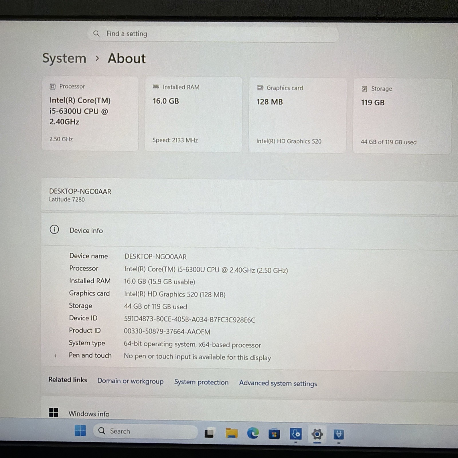 Dell Latitude 7280 Laptop Intel i5-6300U @ 2.40GHz 16GB RAM 128GB SSD
