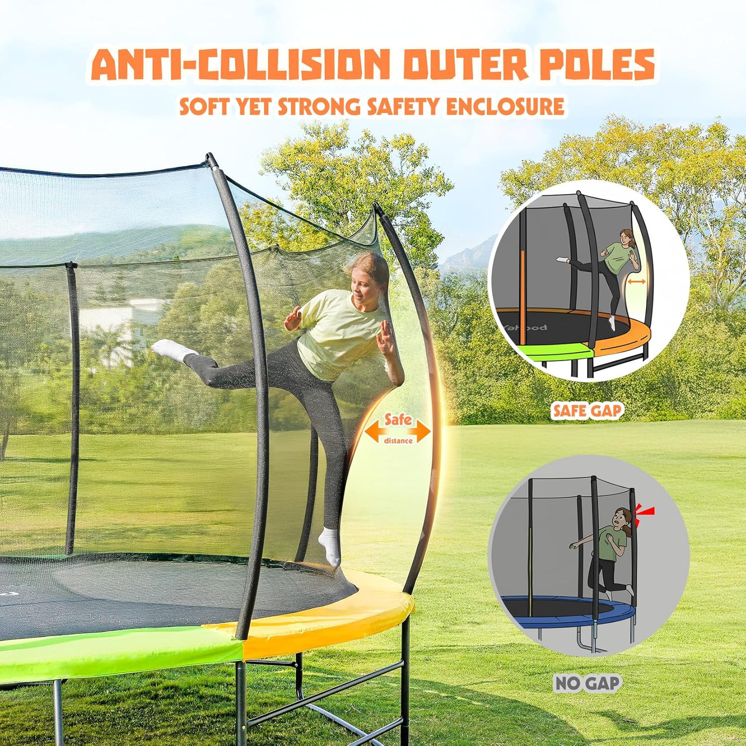 Yohood Trampoline Outdoor 12FT 14FT, Recreational Trampolines with Enclosure Net
