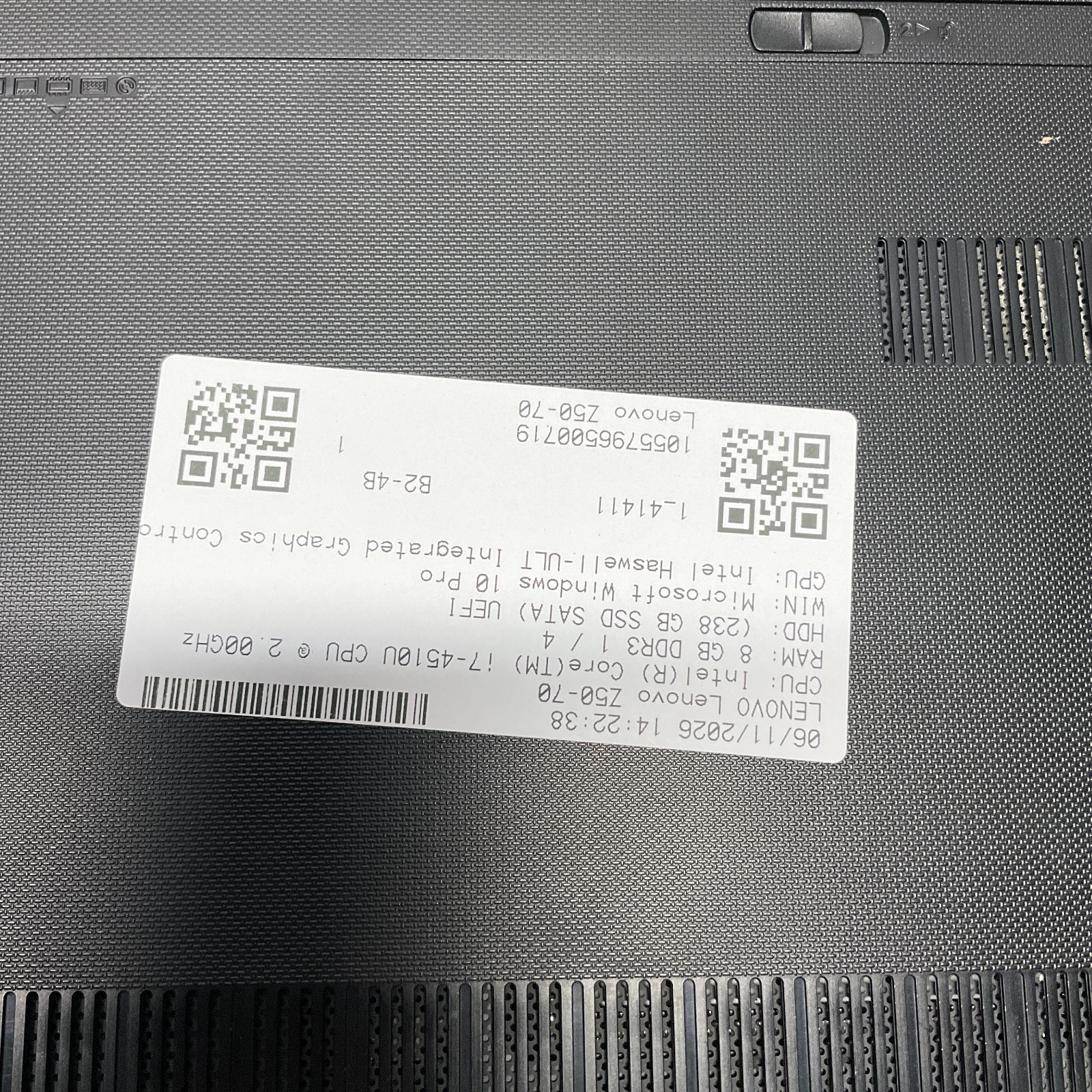 Lenovo Z50-70 15.6″ Intel i7-4510U 2.0 GHz 8GB 256GB SSD Windows 10 Pro Laptop