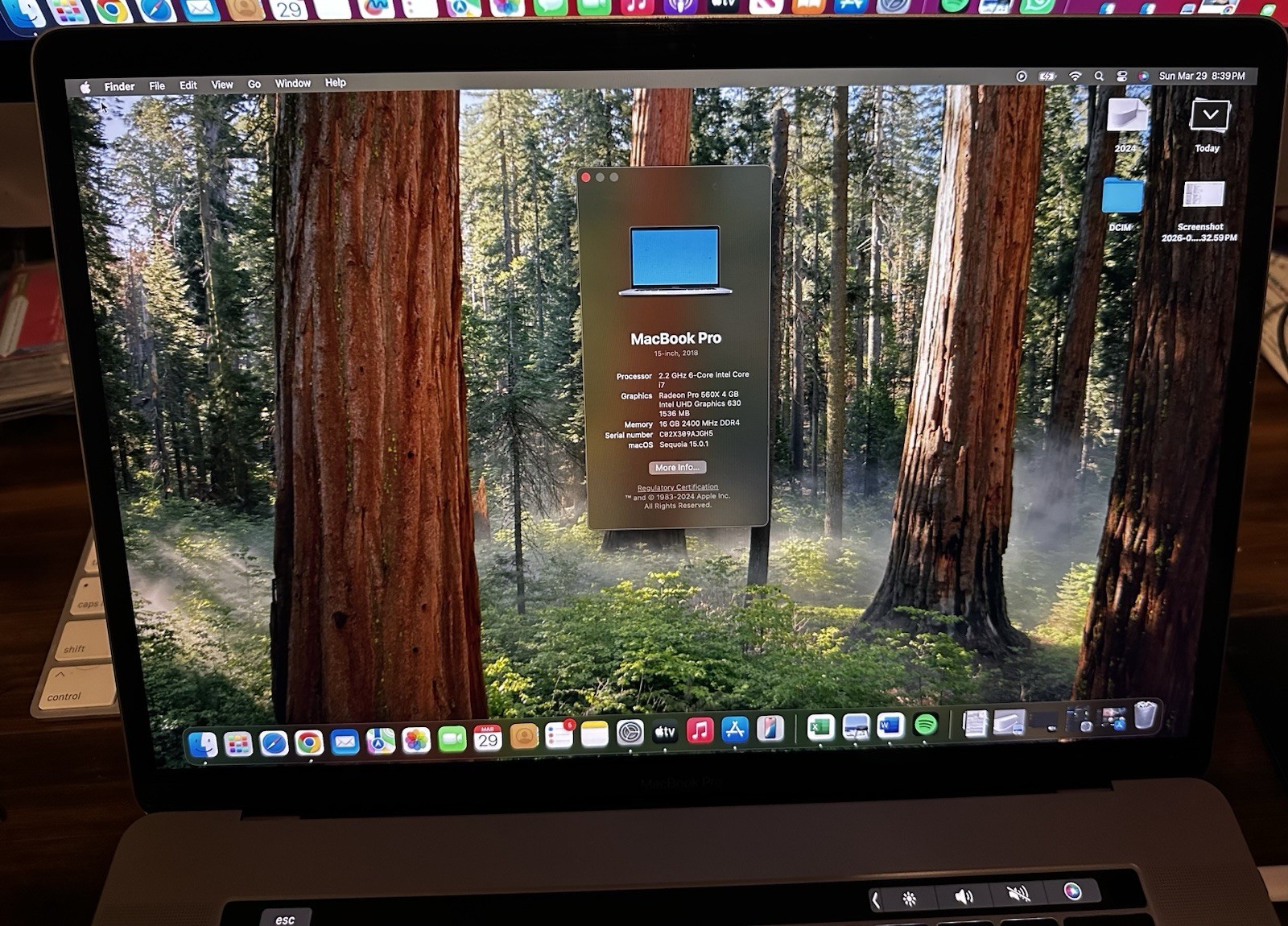 Apple A1990 MacBook Pro 2018 6-Core Intel i7-8750H@2.2GHz, 16GB DDR4, 500GB SSD