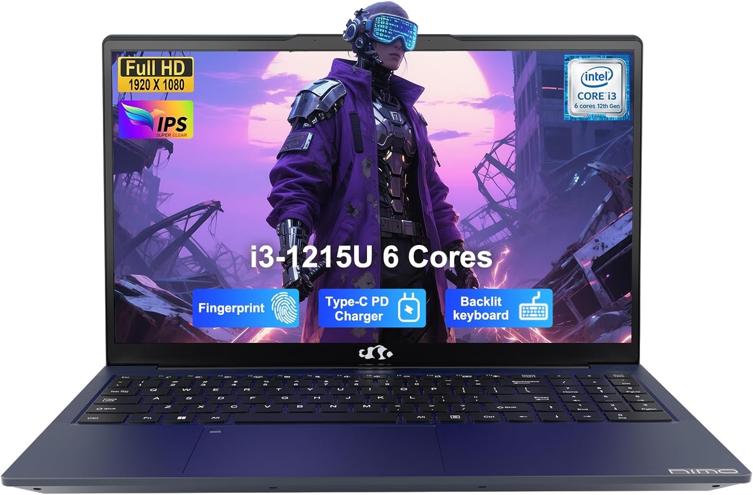 NIMO 15.6″ IPS FHD Student Laptop Intel i3-1215U Up to 4.4 GHz 8GB RAM 128GB SSD