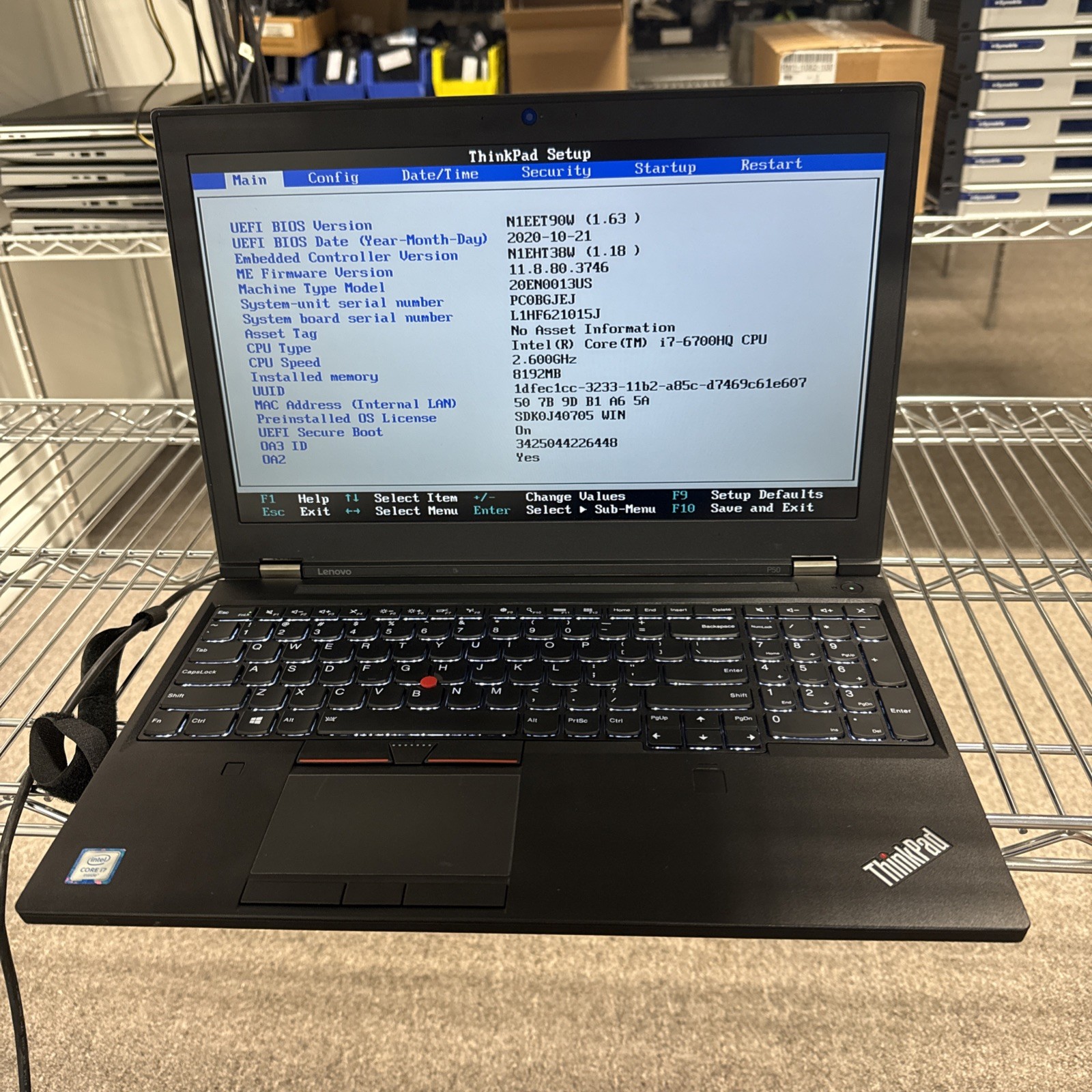Lenovo ThinkPad P50 15.6″ | i7-6700HQ@2.6GHZ | 8GB RAM | NO OS/CHARGER/HDD
