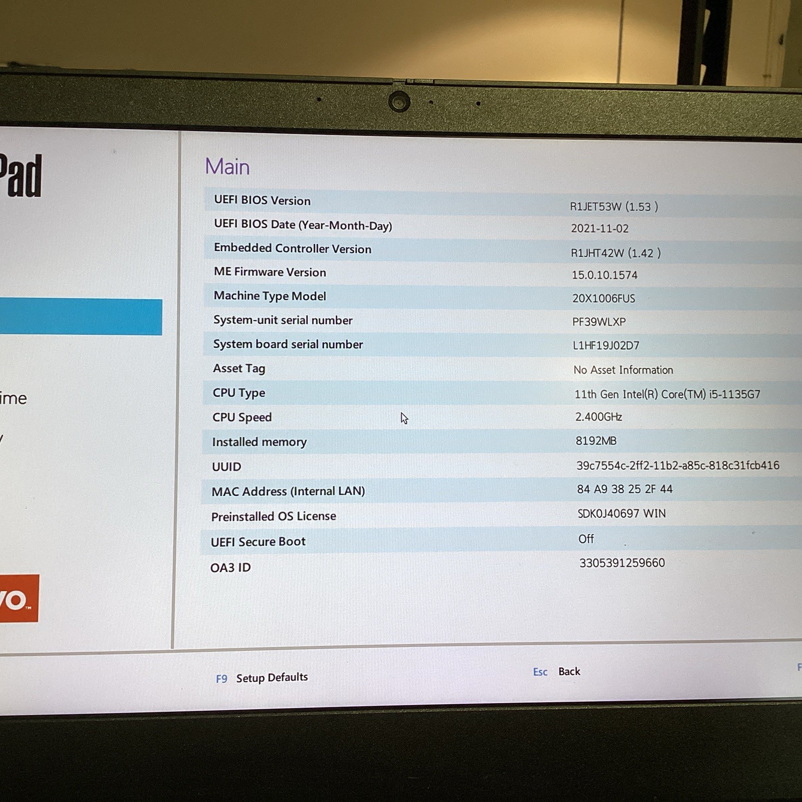 Lenovo ThinkPad L14 Gen 2 i5-1135G7 2.4GHz 8GB Ram 256GB NVMe SSD No OS/AC