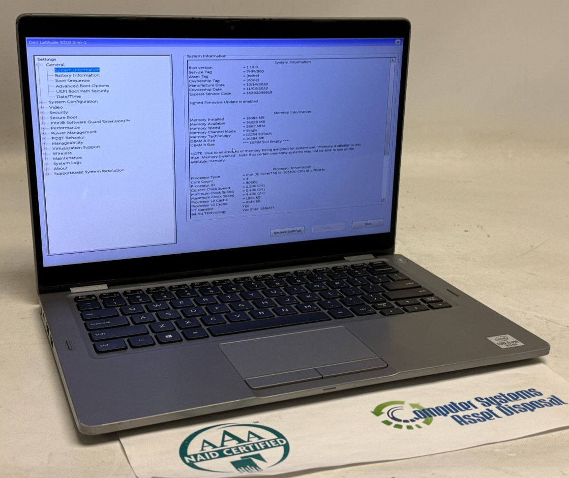 Dell Latitude 5310 2in1 13.3″ (i5-10310u – 16GB RAM – 256GB SSD – Win11Home)