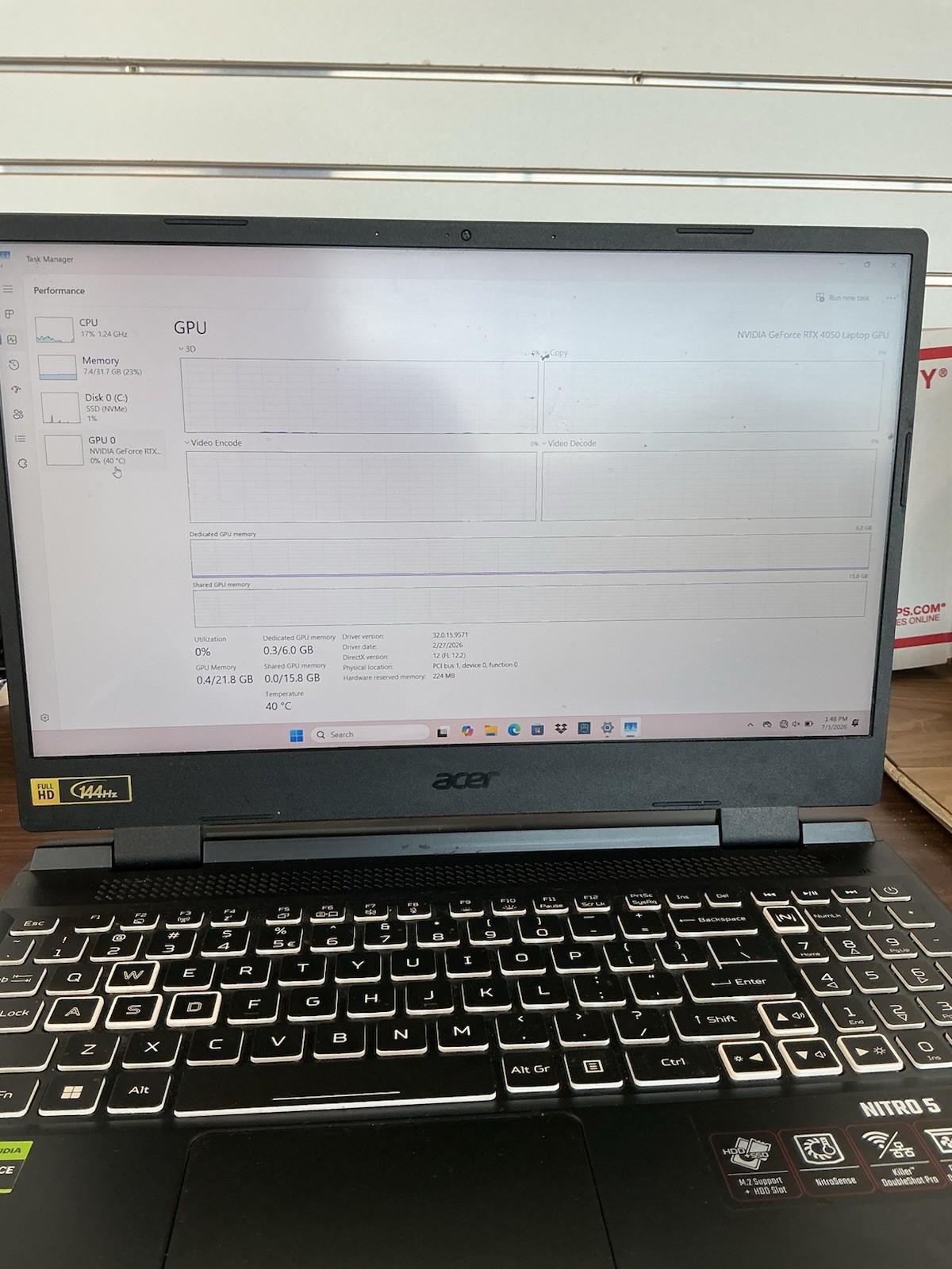 Acer Nitro 5 15.6″ Gaming Laptop i5-12500H RTX 3050 16GB RAM 1 TB SSD Black