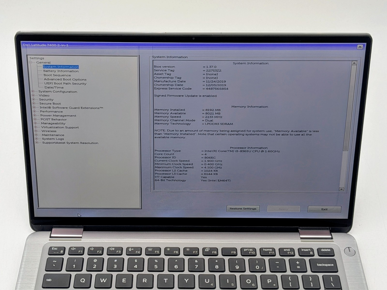 Dell Latitude 7400 2-in-1 14″ FHD Touch I5-8365U 1TB SSD 8GB W11P Backlit
