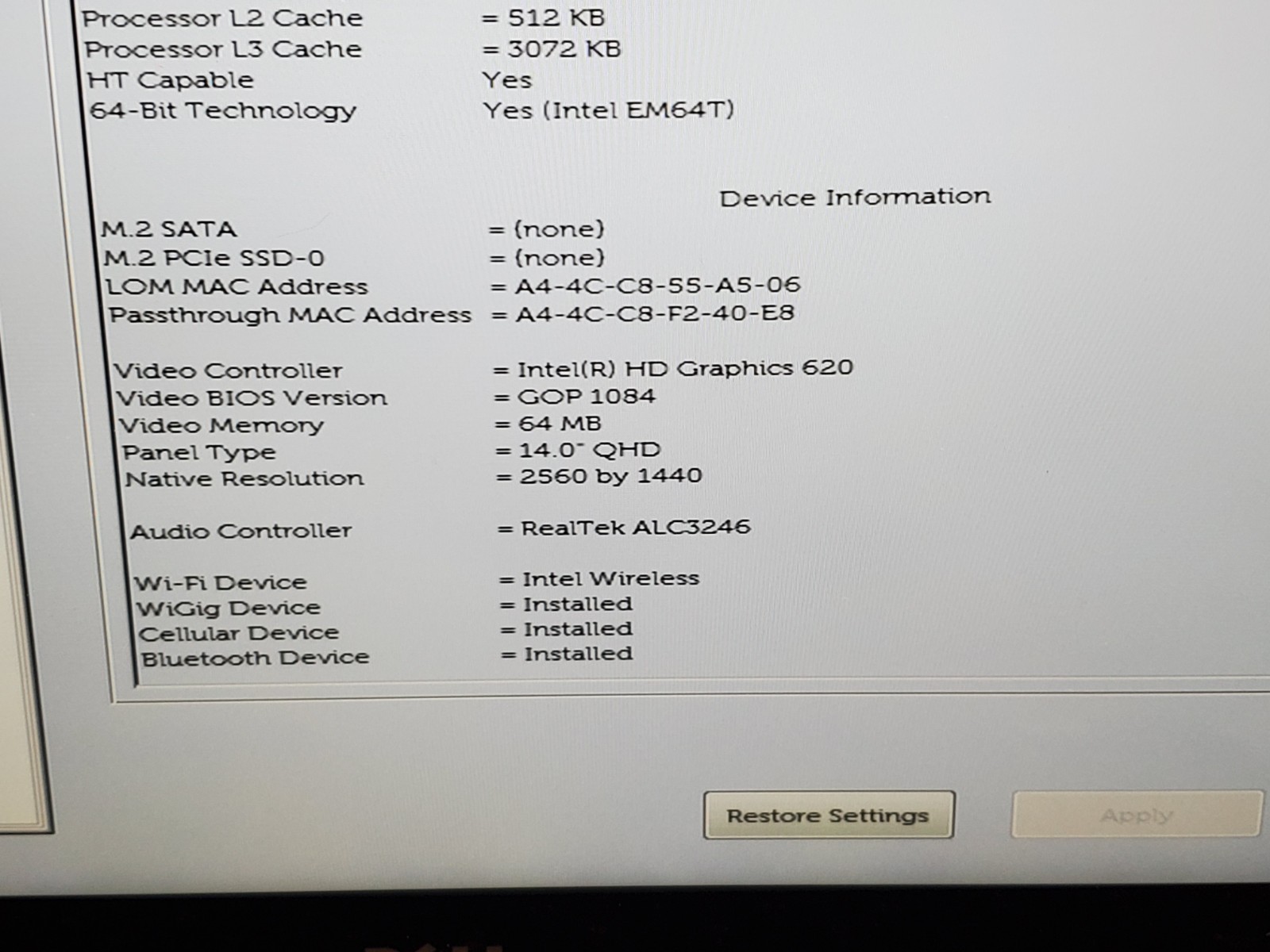 Dell Latitude 7480 i5 7300U 2.60GHz/ 16GB/ NO SSD 2560×1440 Touch #2804