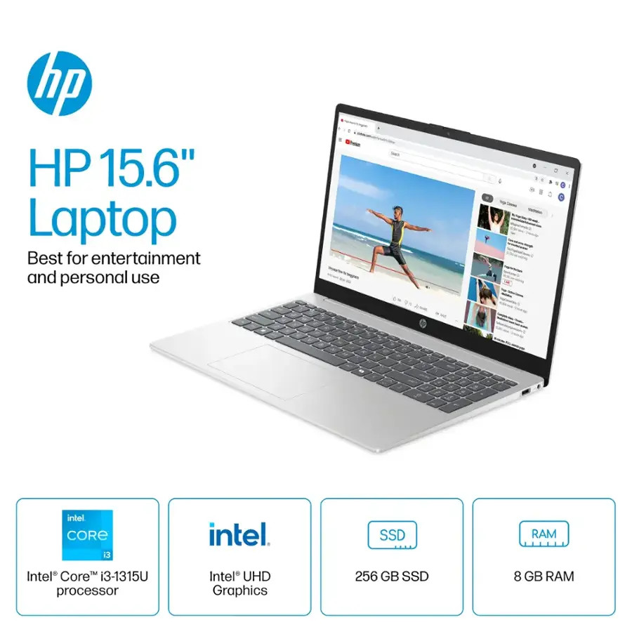 HP 15-fd0123dx 15.6″ HD Touch-Screen Laptop Intel Core I3-1315U 8GB Memory 256GB