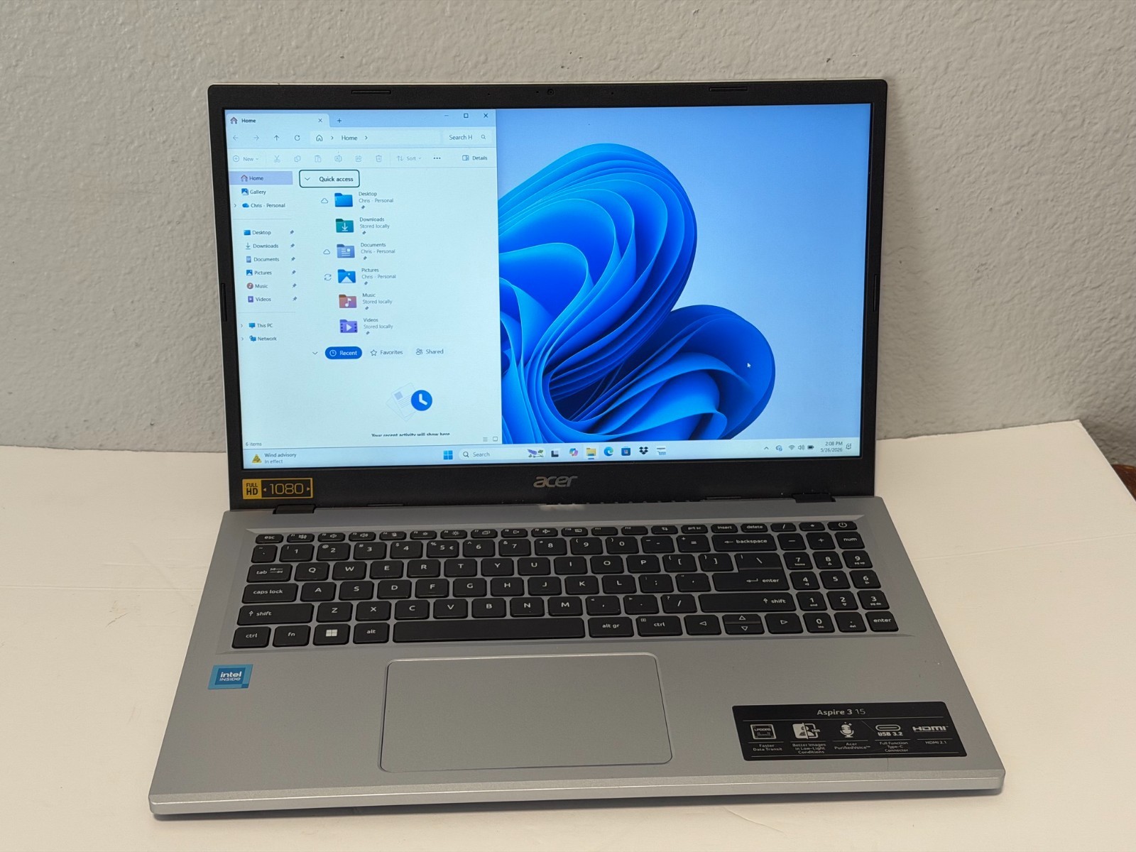 Acer Aspire 3 Laptop 15″ N23H4 8GB RAM 128GB SSD Intel N200 128GB UHD Graphics