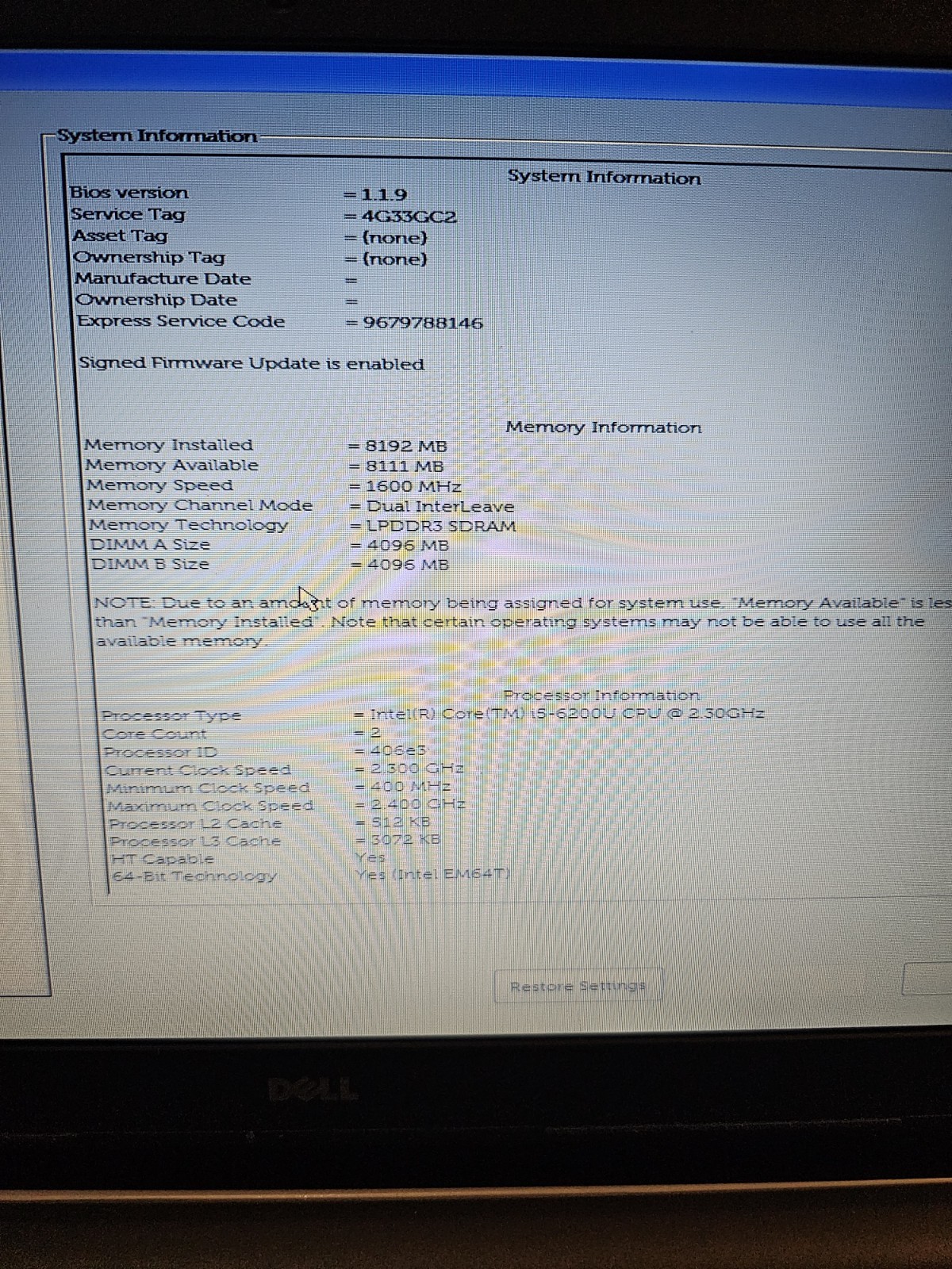 Dell Inspiron 15 5559 Intel i5-6200U *For Parts Only* *Read Description*