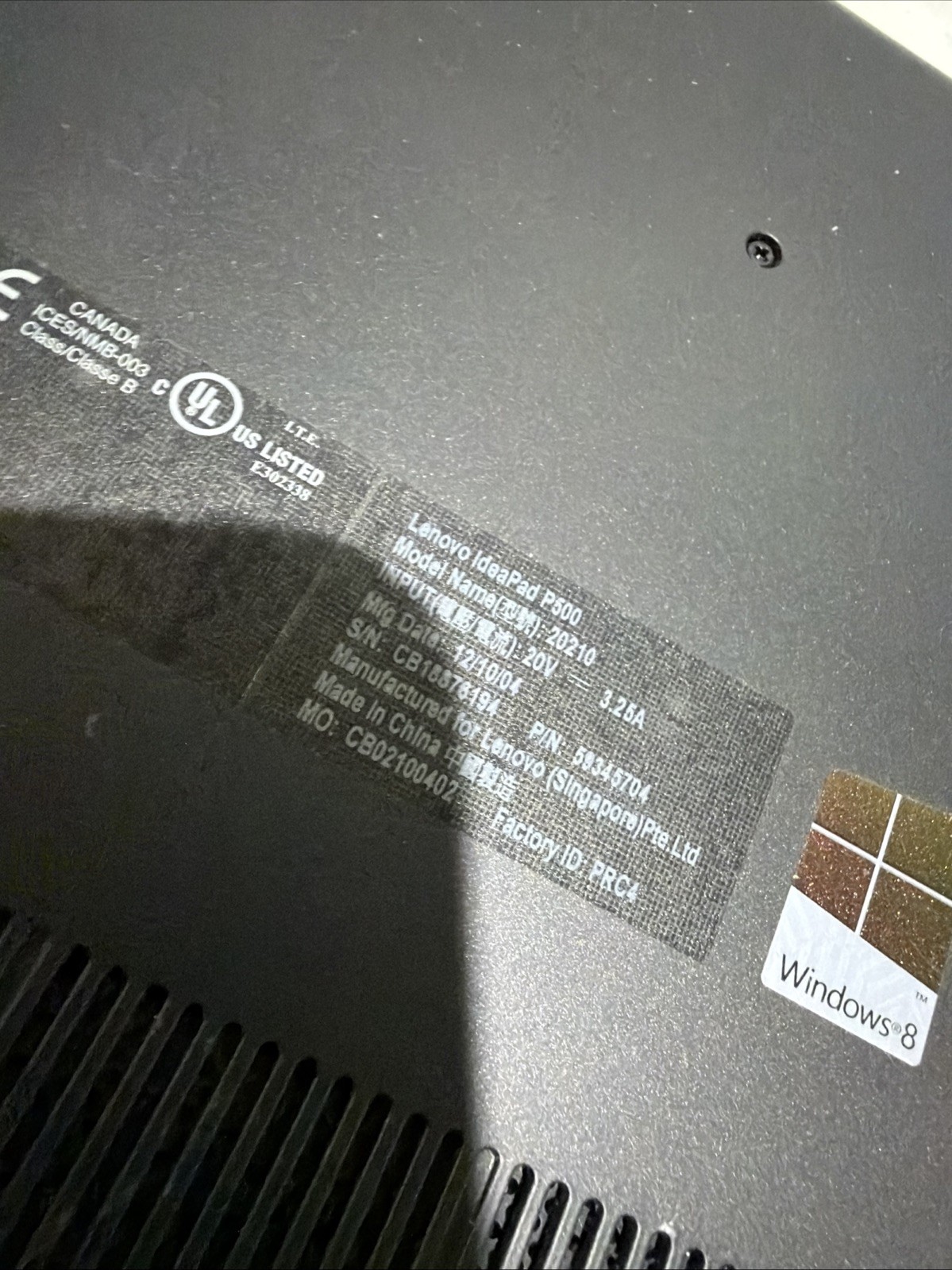 Lenovo Ideapad P500 15″ Laptop i5-3210m 6gb Ram 750gb HDD Windows 10 Home No P/S