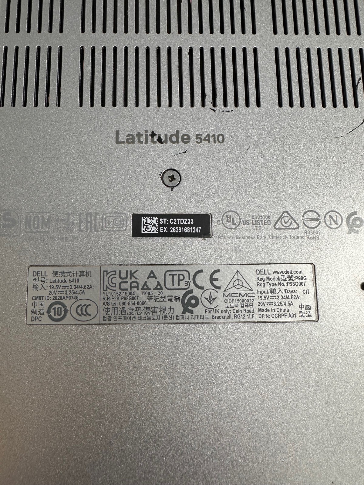 Dell Latitude 14″ 5410 Intel Core i7-10610U 1.80GHz 16GB Ram 512gb PCIe No OS