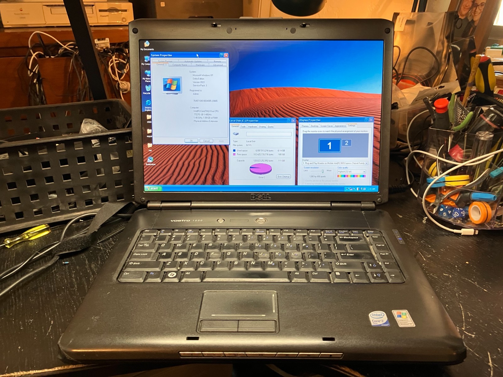 Dell Vostro 1500 Vintage Laptop 15″ C2D 1.4GHz 2GB RAM 120GB SSD Win XP HD FAIR