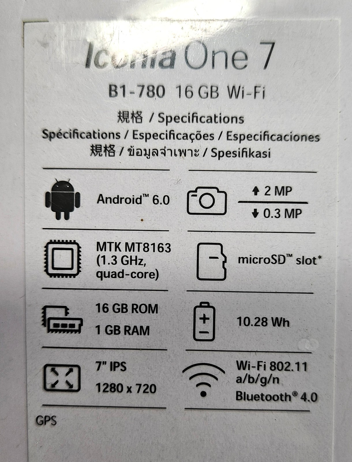 NEW Acer Iconia One 7 B1-780 16GB Tablet Shale Black Sealed Box