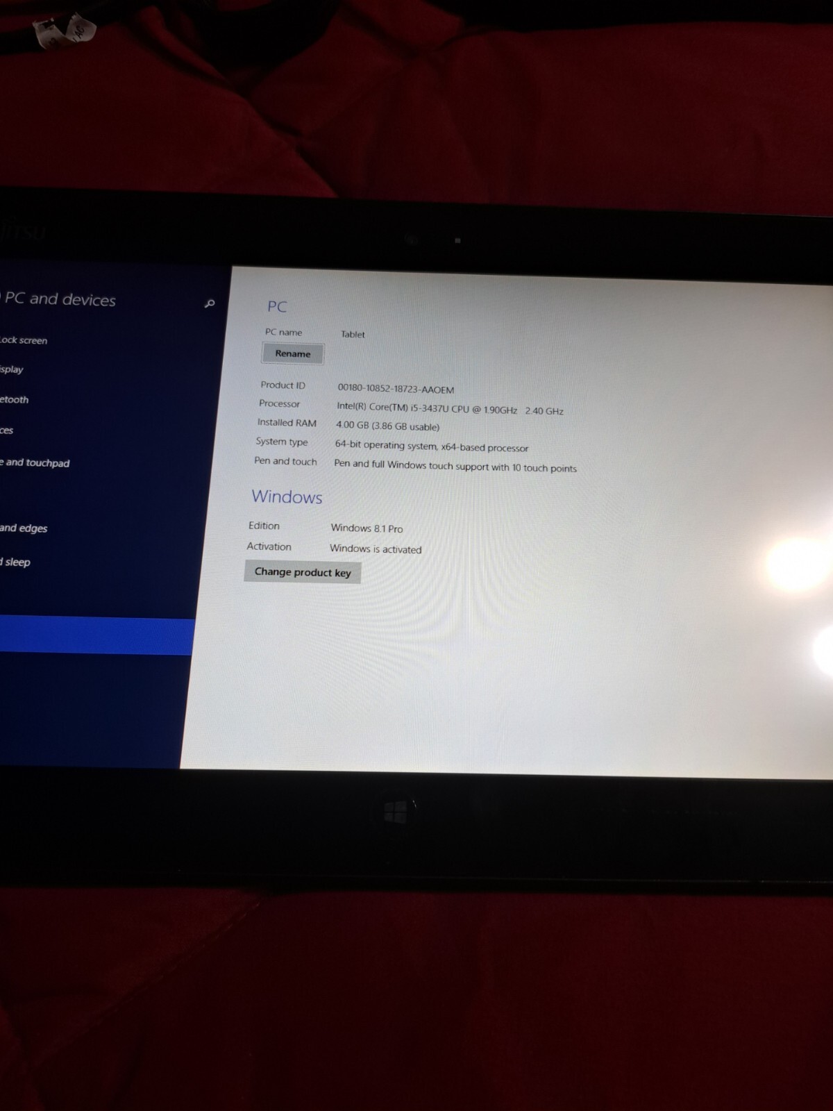 Fujitsu Stylistic Works Q702 *Tablet Only* i5 128GB SSD 4GB RAM Windows 8.1 Pro