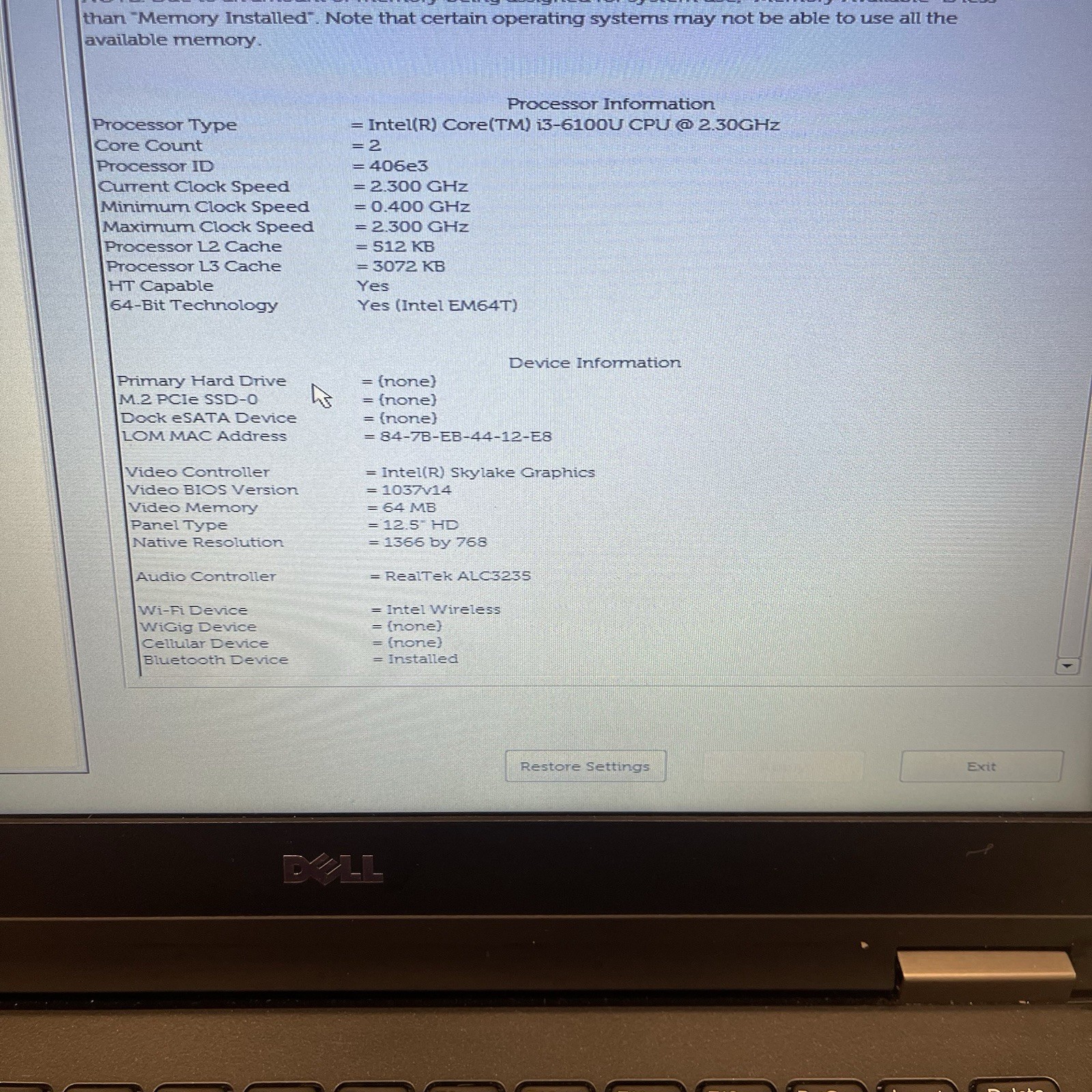 Lot 3 Dell Latitude E7270 12.5″ Laptops i3-6th 1 W/RAM 2 No Ram No HDD Boot BIOS