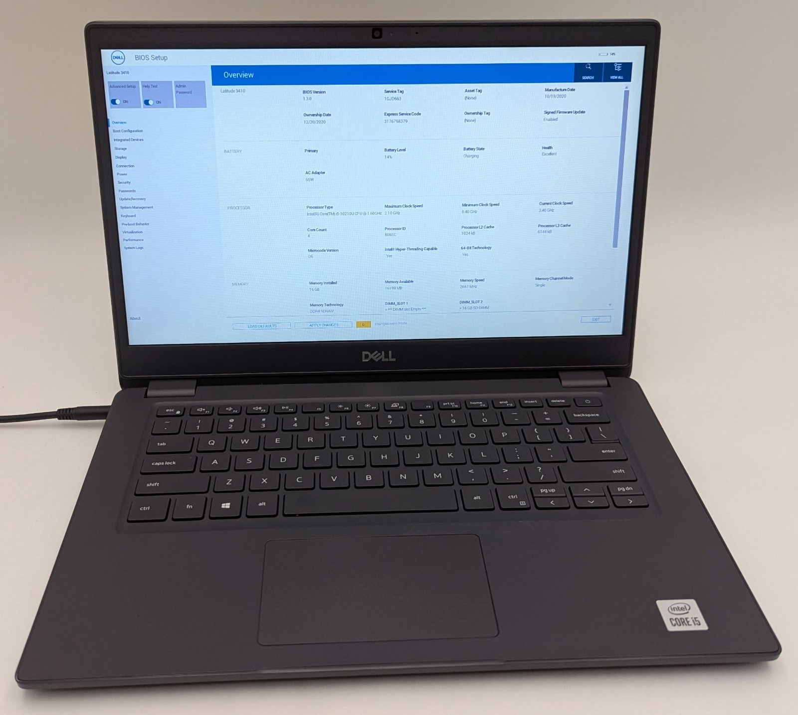 Dell Latitude 3410 14″ Laptop i5-10210U 1.60GHz 16GB RAM 256GB NVMe Windows 11