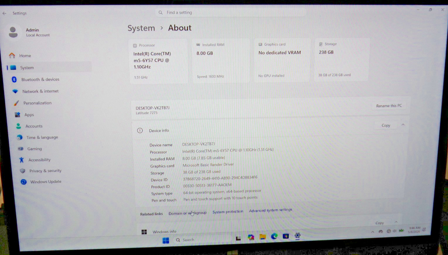 Functional DELL Latitude 7275 Tablet | m5-6Y57 | 8 GB RAM | 256 GB SSD | Win 11