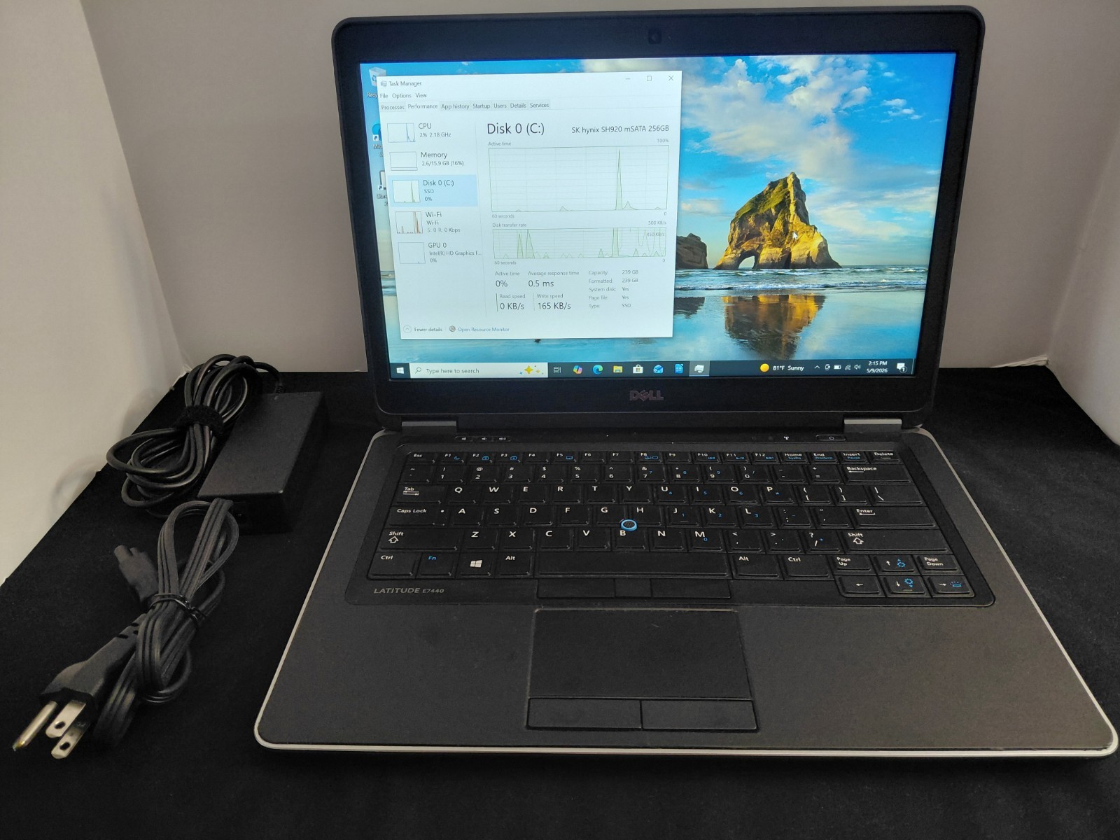 laptop Dell Latitude E7440 16GB RAM IPS,Win 10,18s BOOT! wit LibreOffice