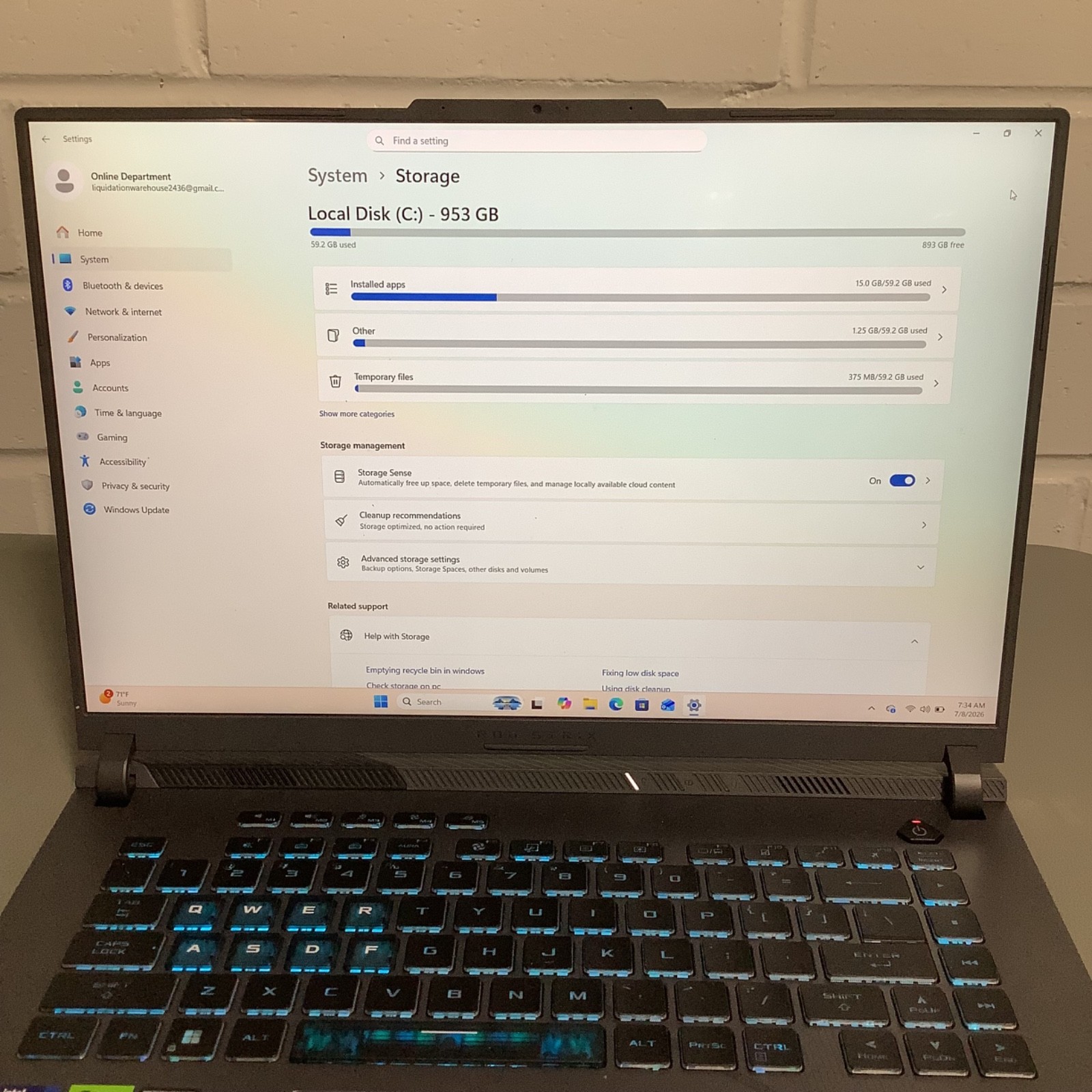 Asus ROG Strix G16 Laptop- (G614J) 13th Gen Core i9 32GB RAM 1TB SSD 8GB
