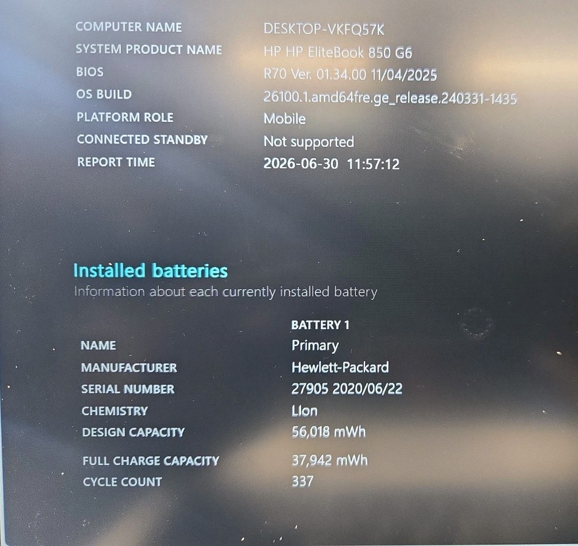 HP Elitebook 850 15.6” G6 I7-8665U 512SSD NVME 16GB Win11