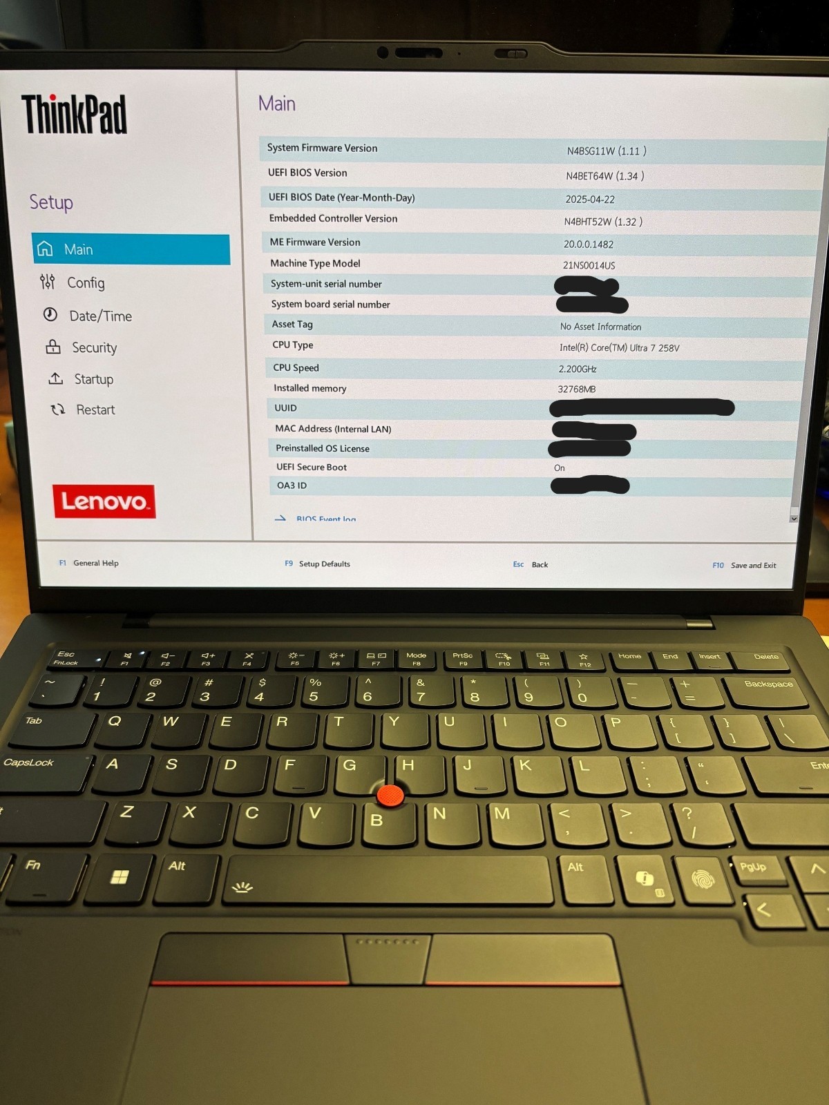 Lenovo Thinkpad x1 Carbon Gen 13, Intel U7 258V, 32GB, 512 SSD, Non-touch Screen